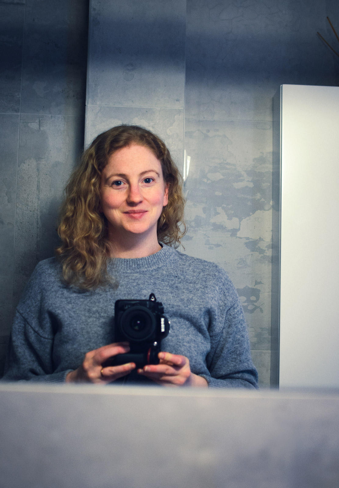 Self portrait in mirror