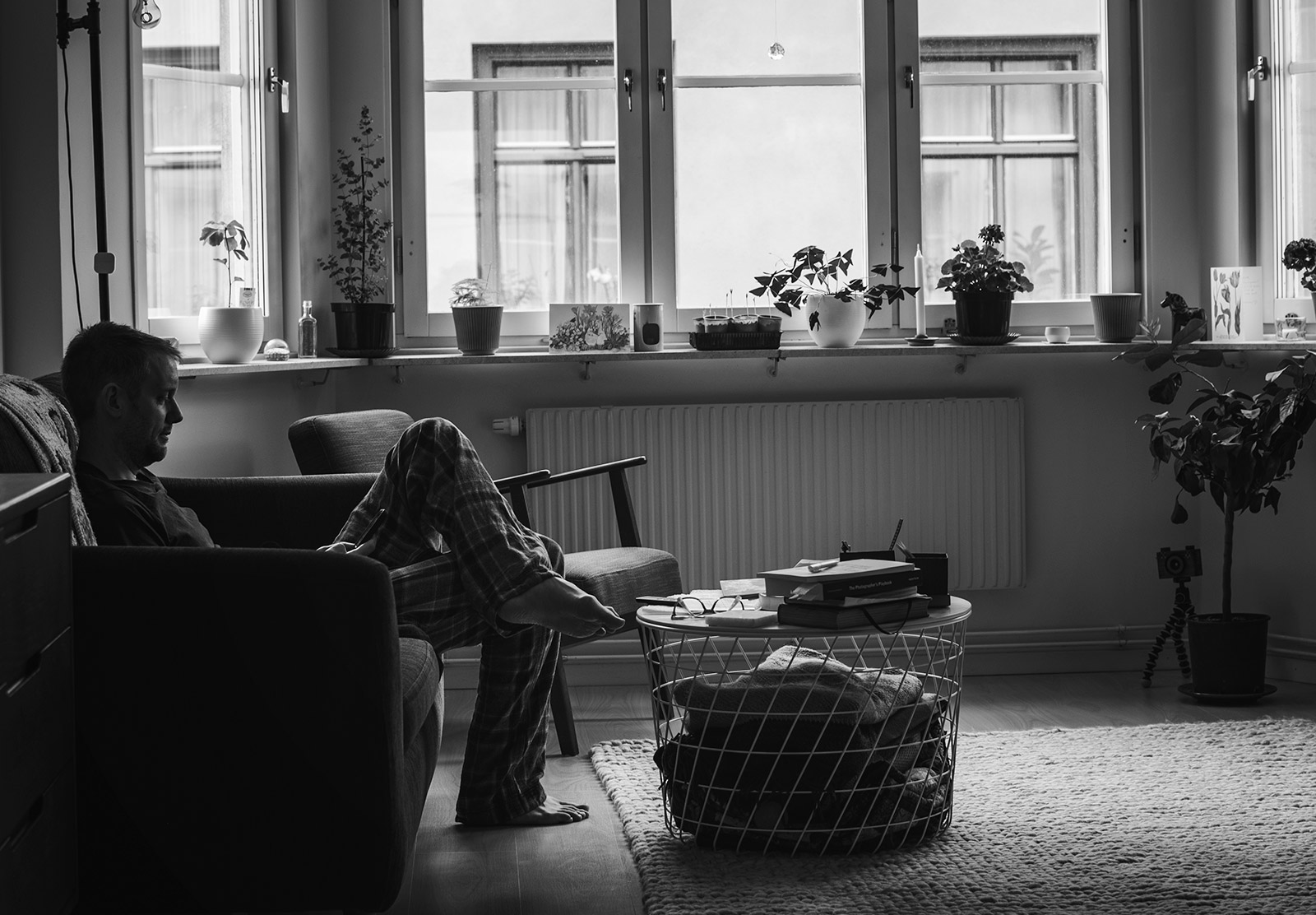 Man sat on sofa
