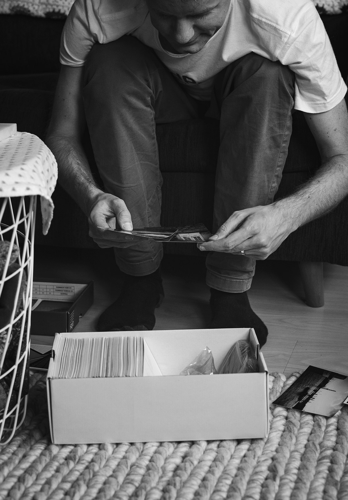 Man sorting photos