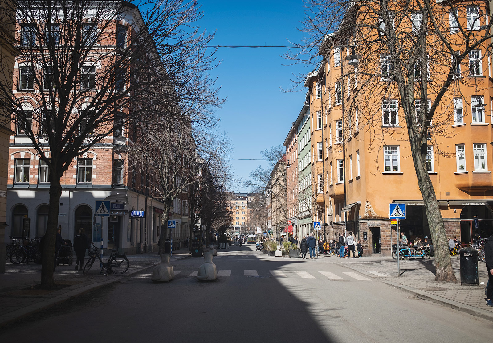 Sun shining down an old street