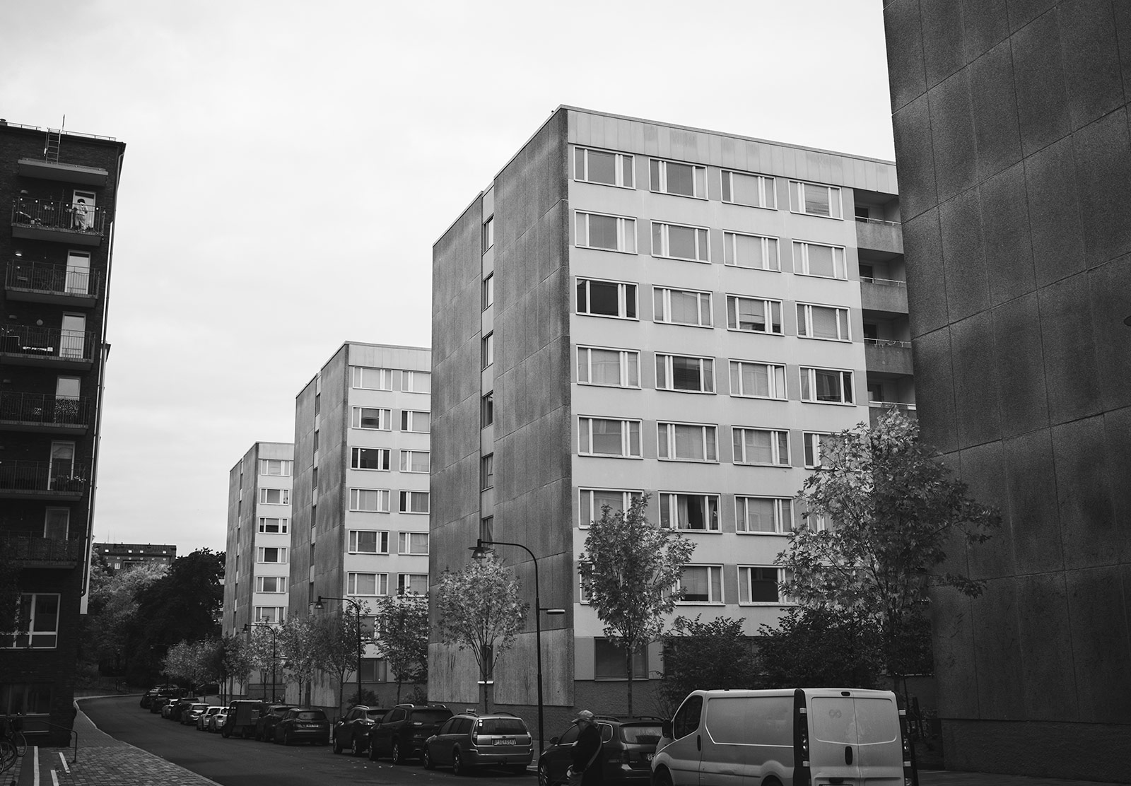 Row of apartment buildings
