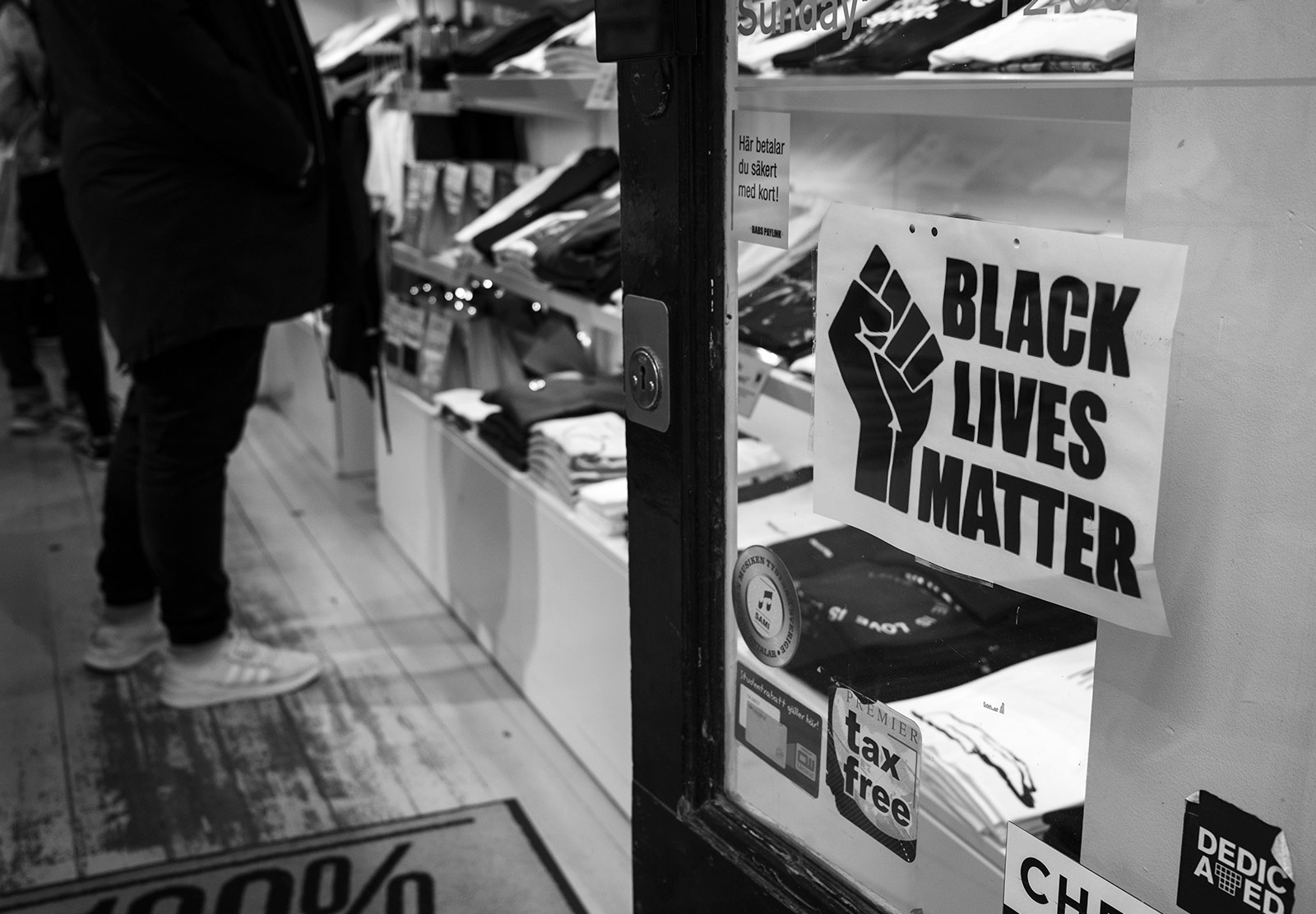 Black Lives Matter sign on window