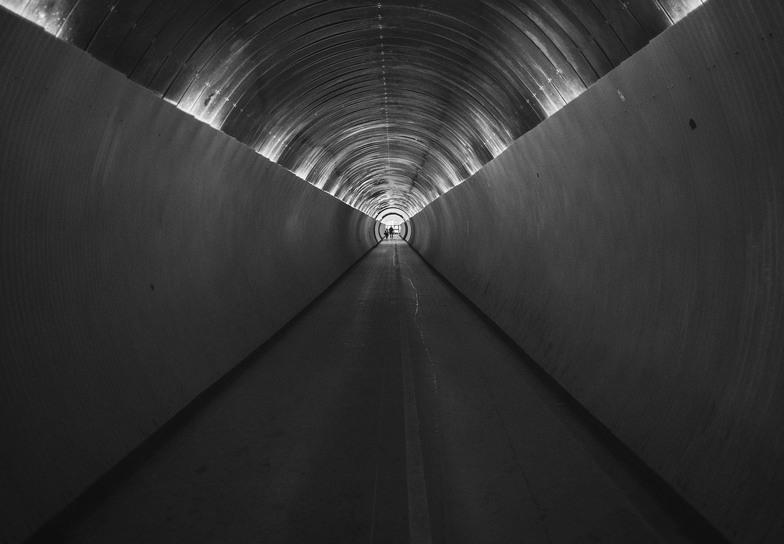 View down long tunnel