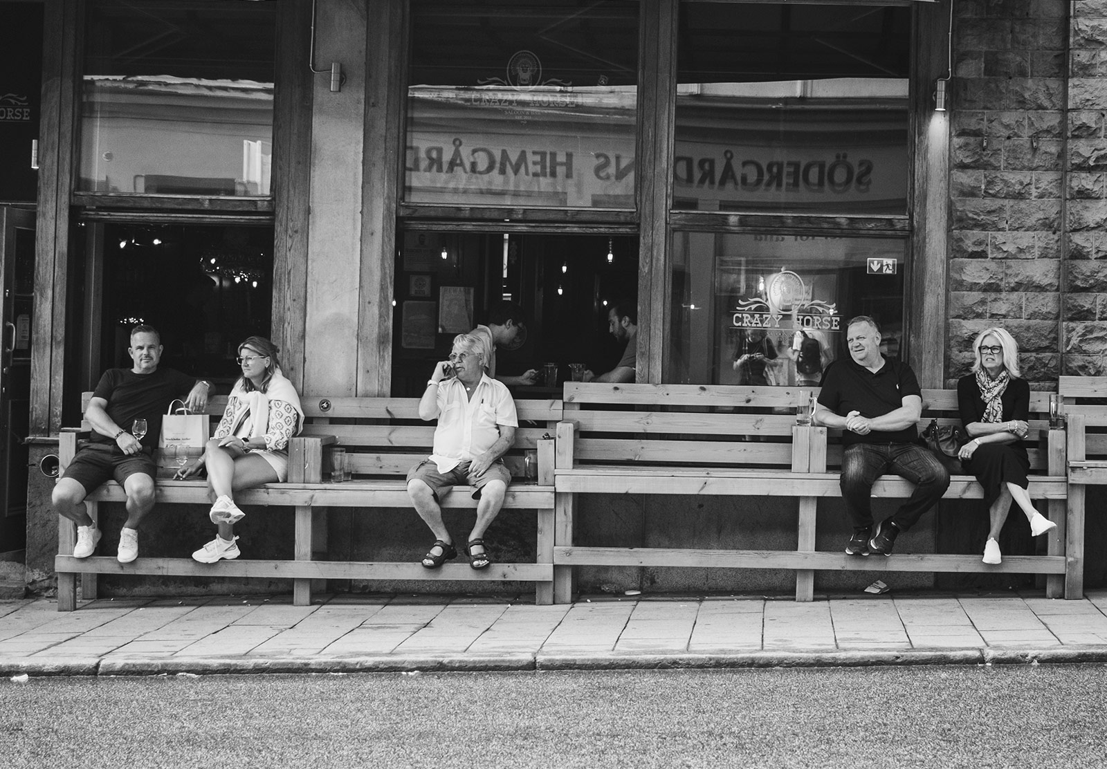 People sat outside drinking