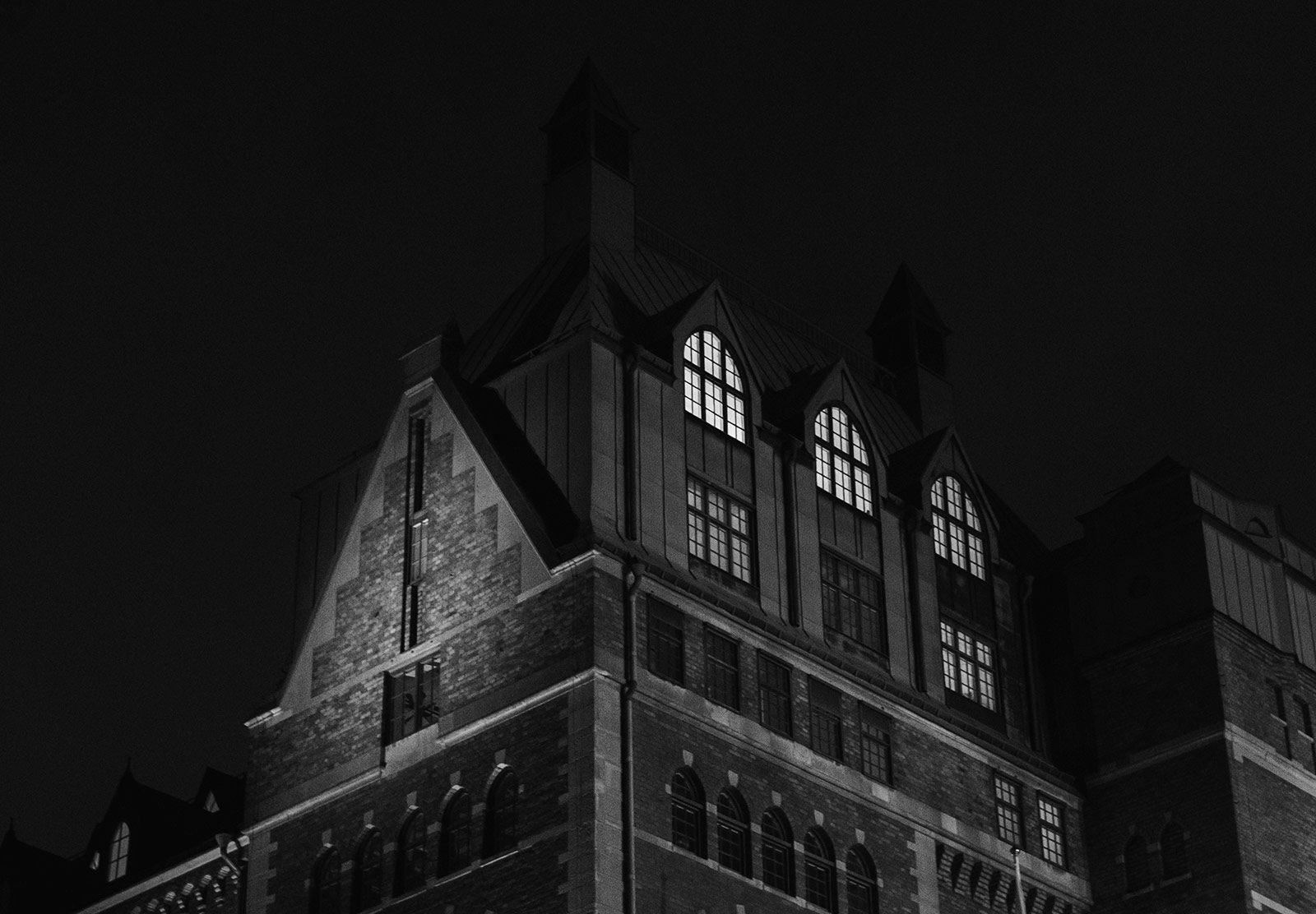 Creepy building at night