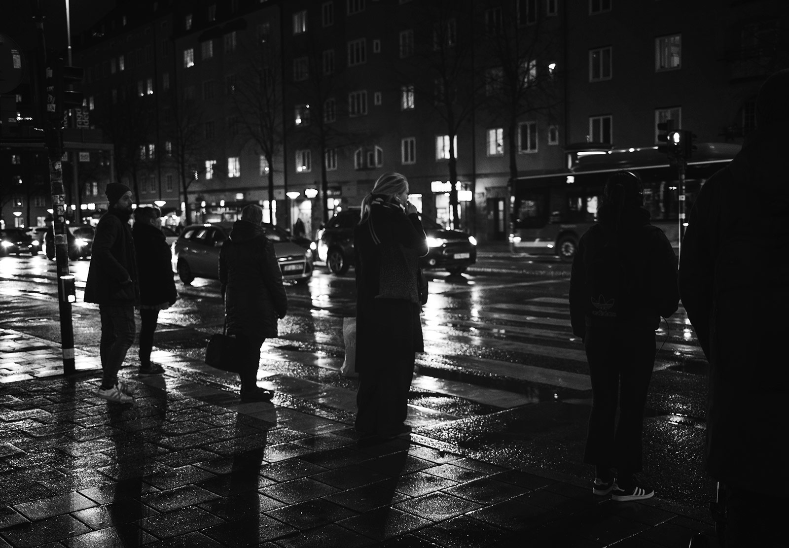 People spaced out at crossing