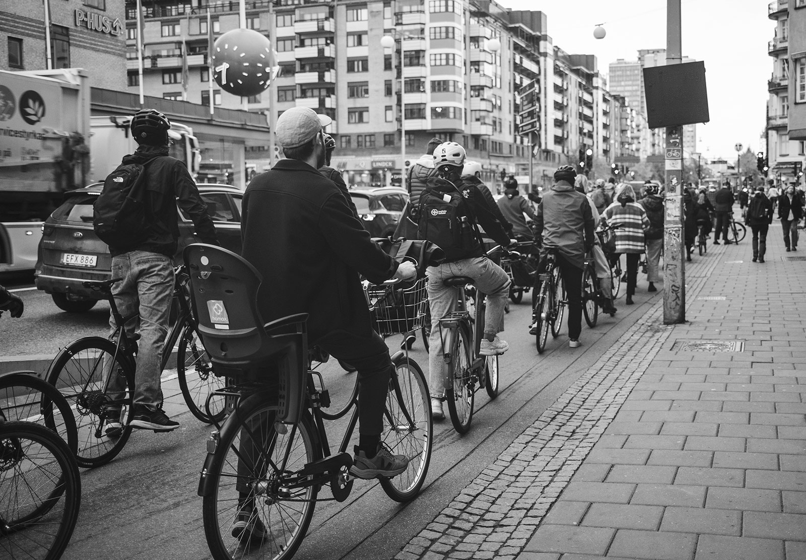 Row of cyclists