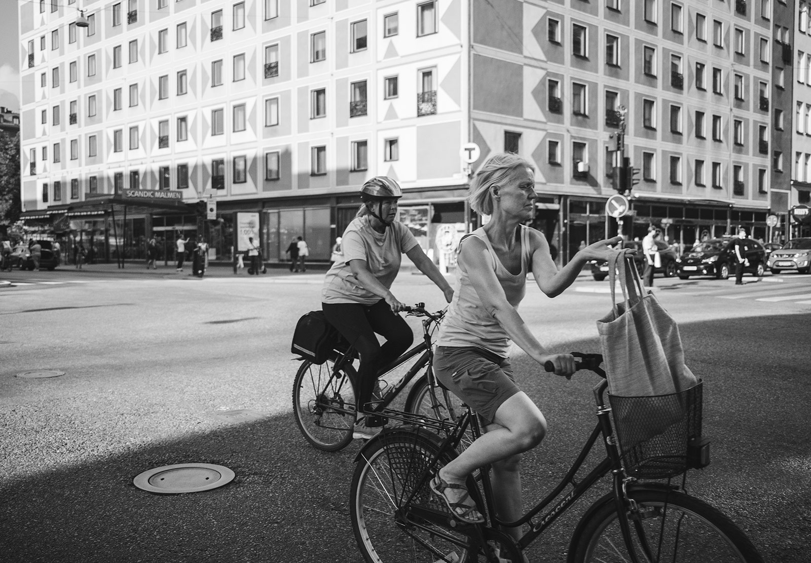 Cyclist with bag