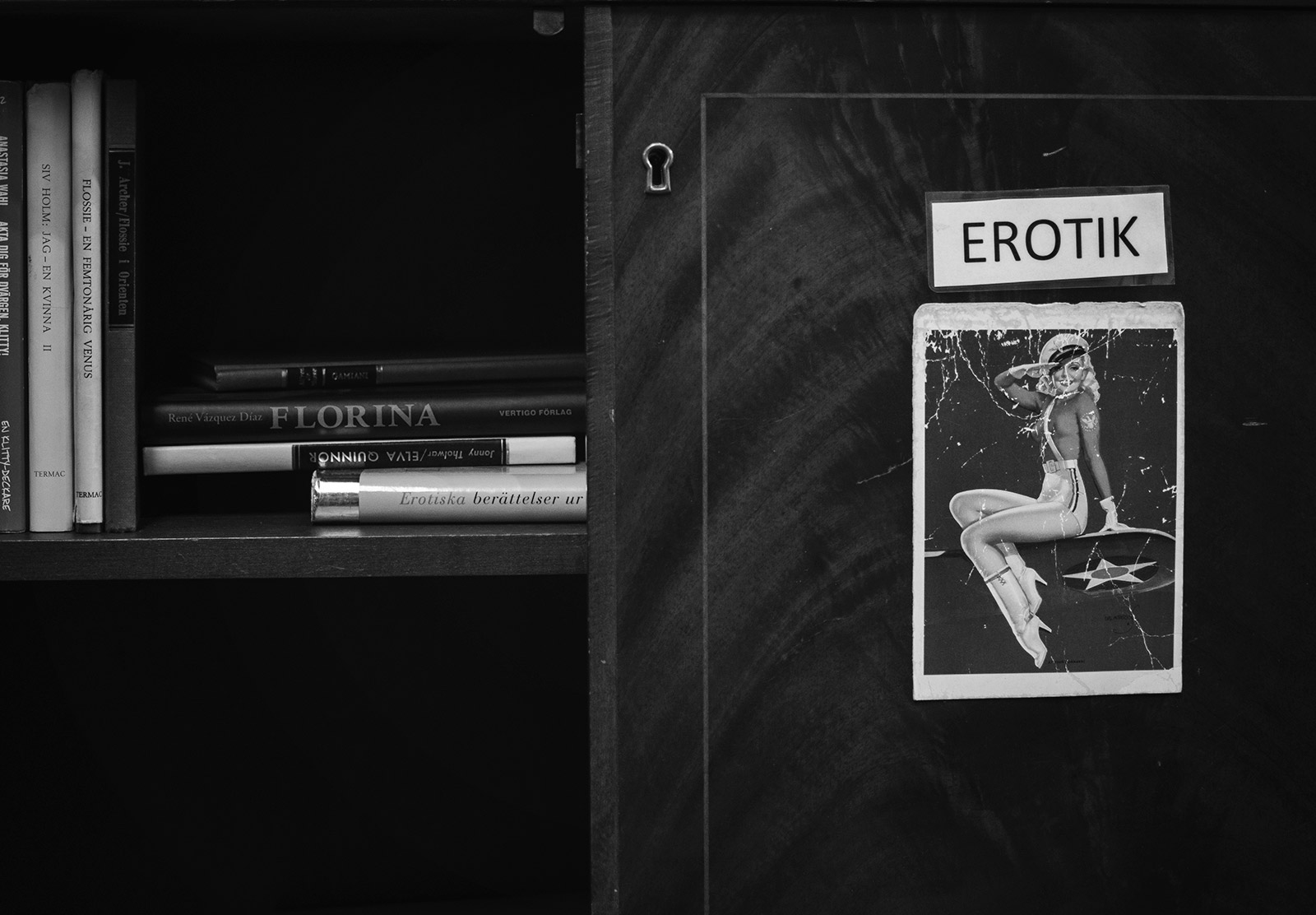 Erotic sign on cupboard