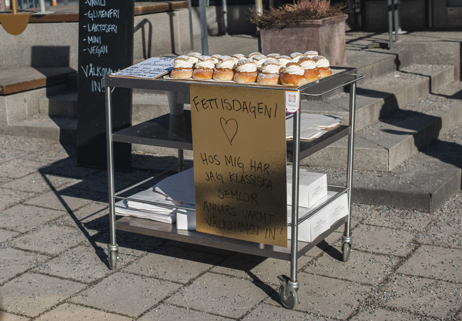 Cream buns on a trolley