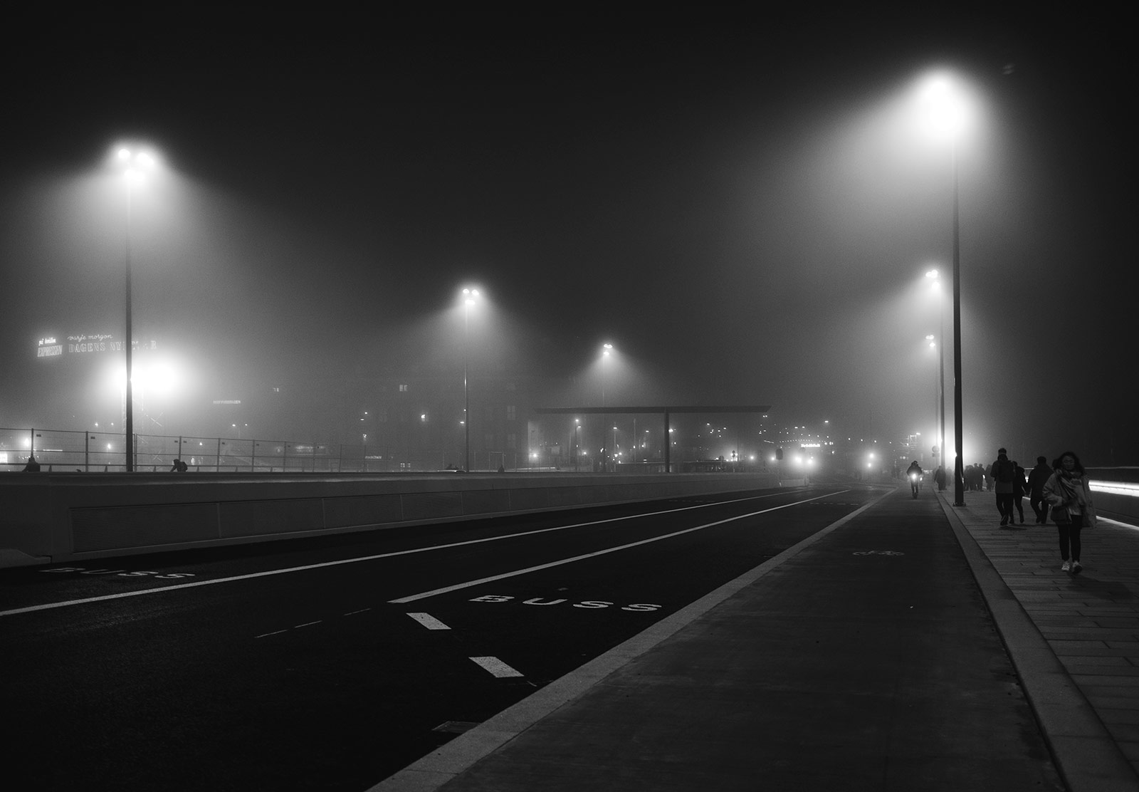 Street lights in fog