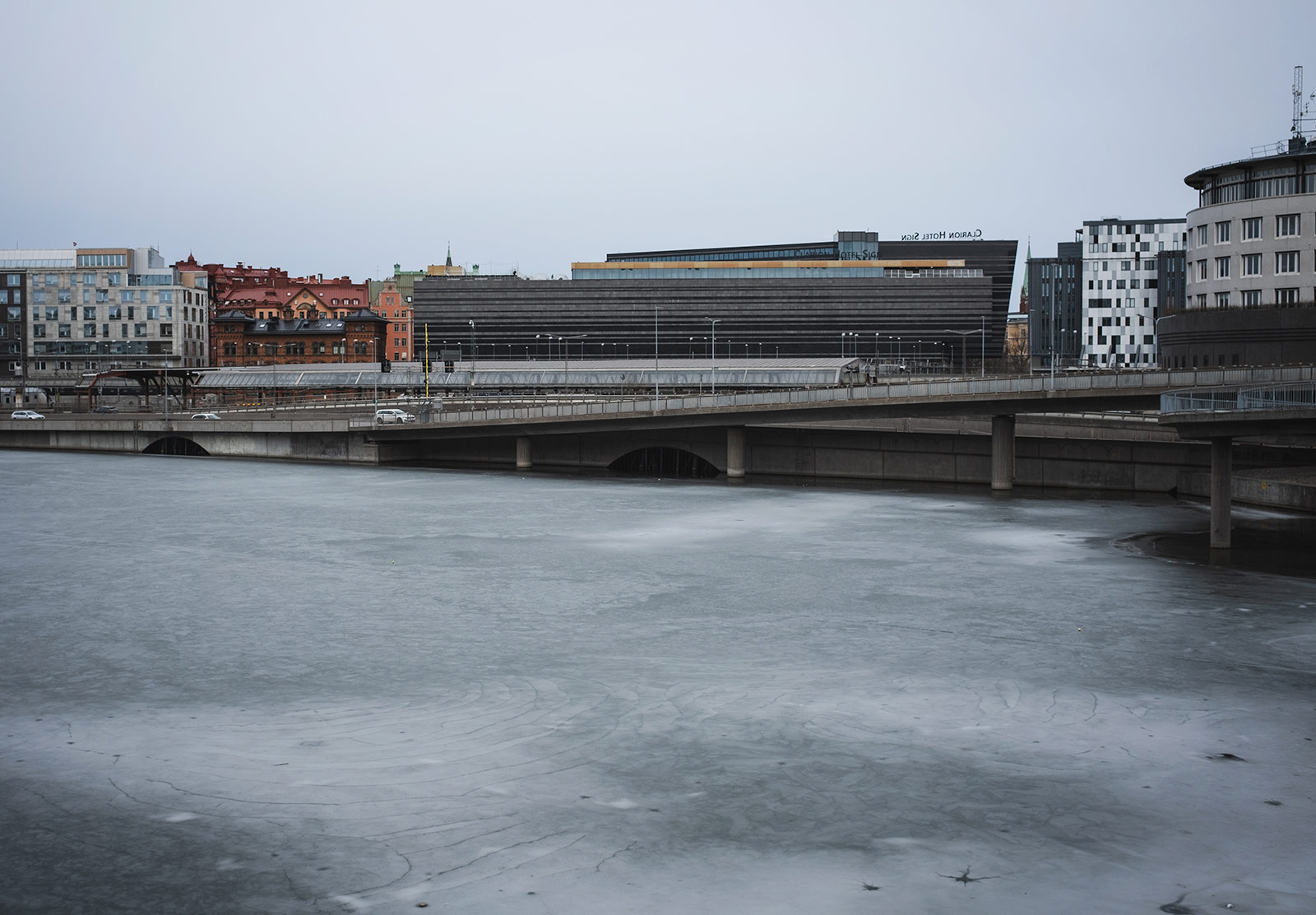 Blue ice on water