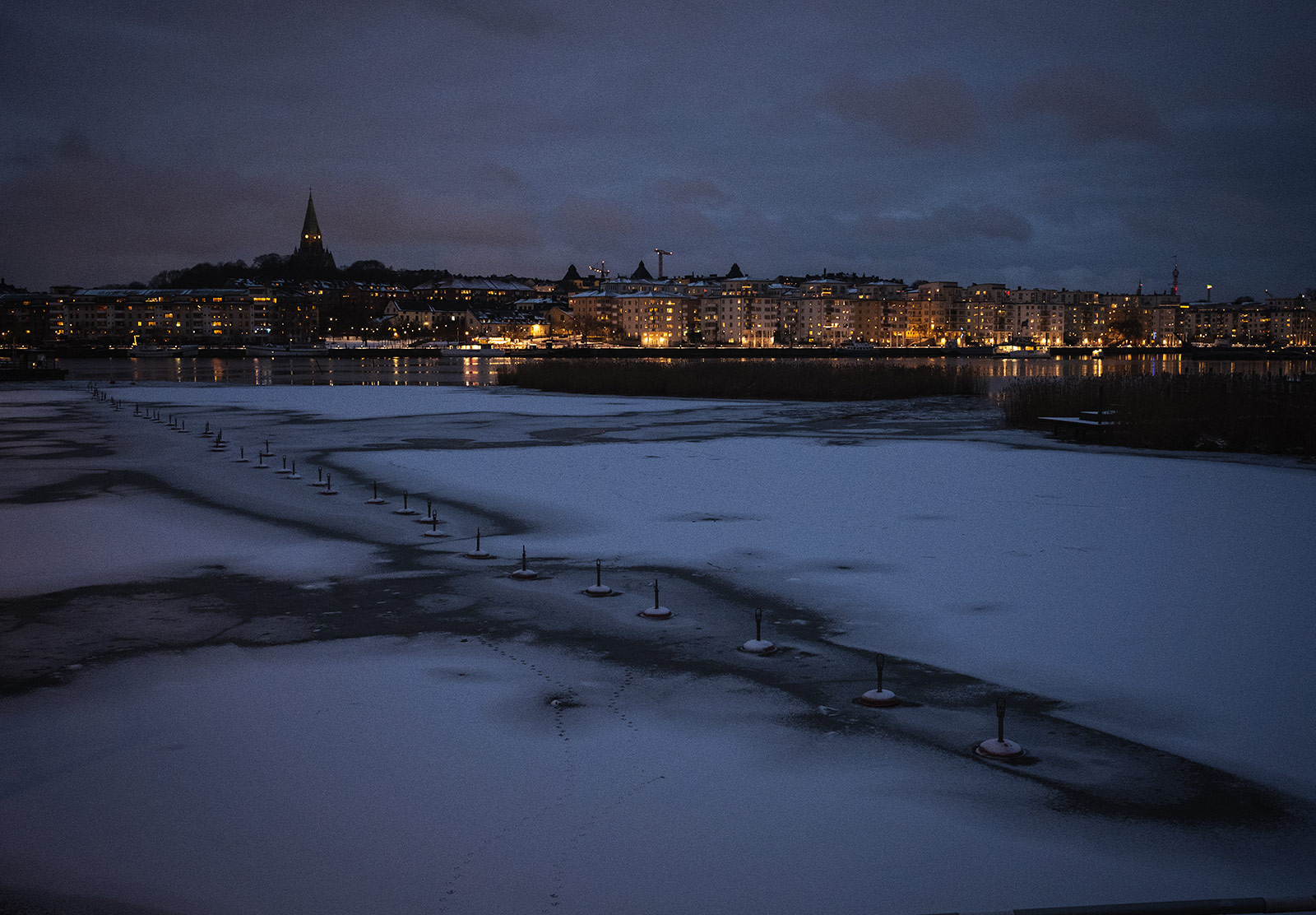 Snow at night