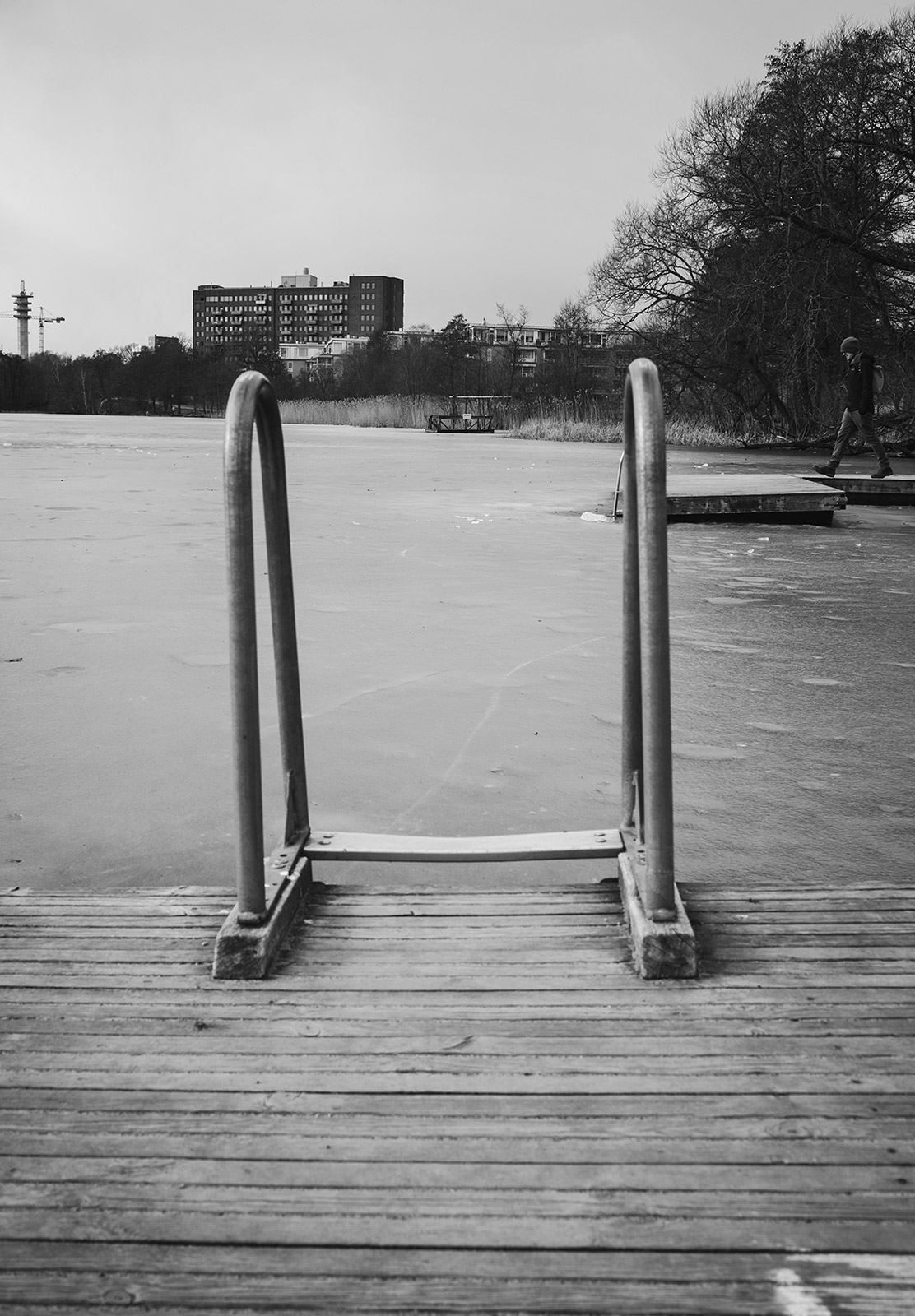 Swim steps into frozen water