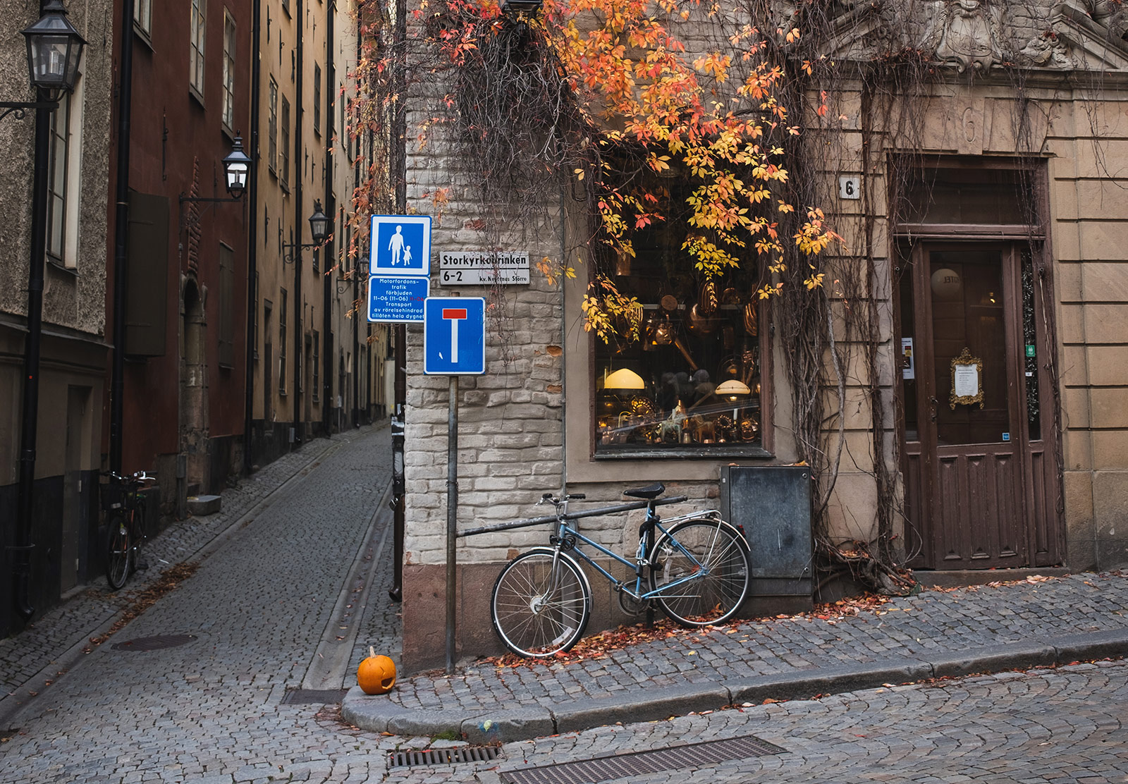 Bike parked outside old shop