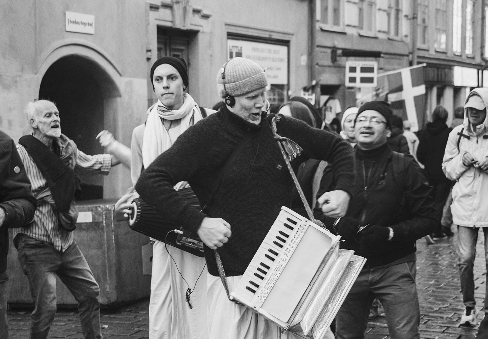 Man dancing with accordion