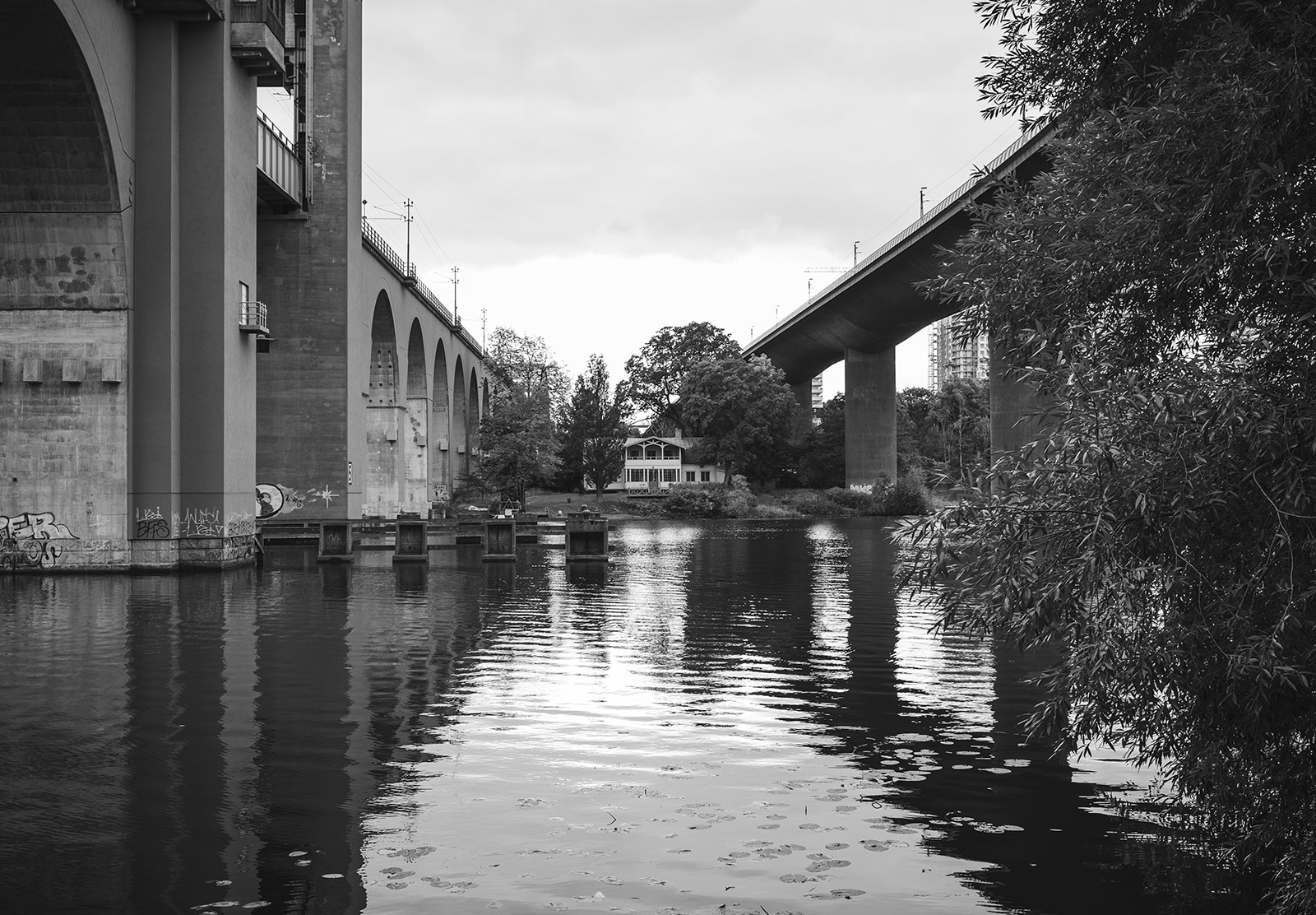 Small house under bridge