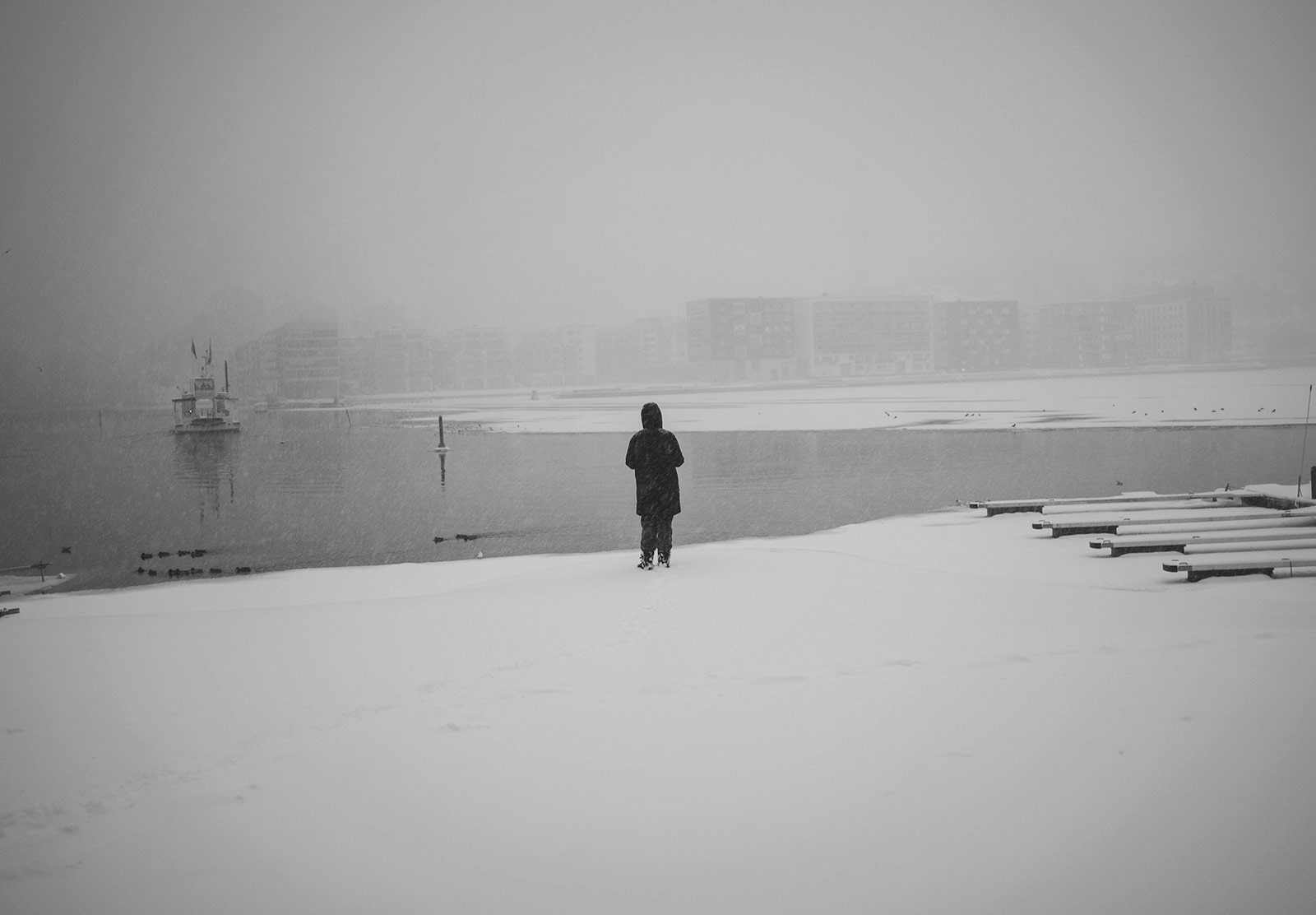 Single person stood in the snow