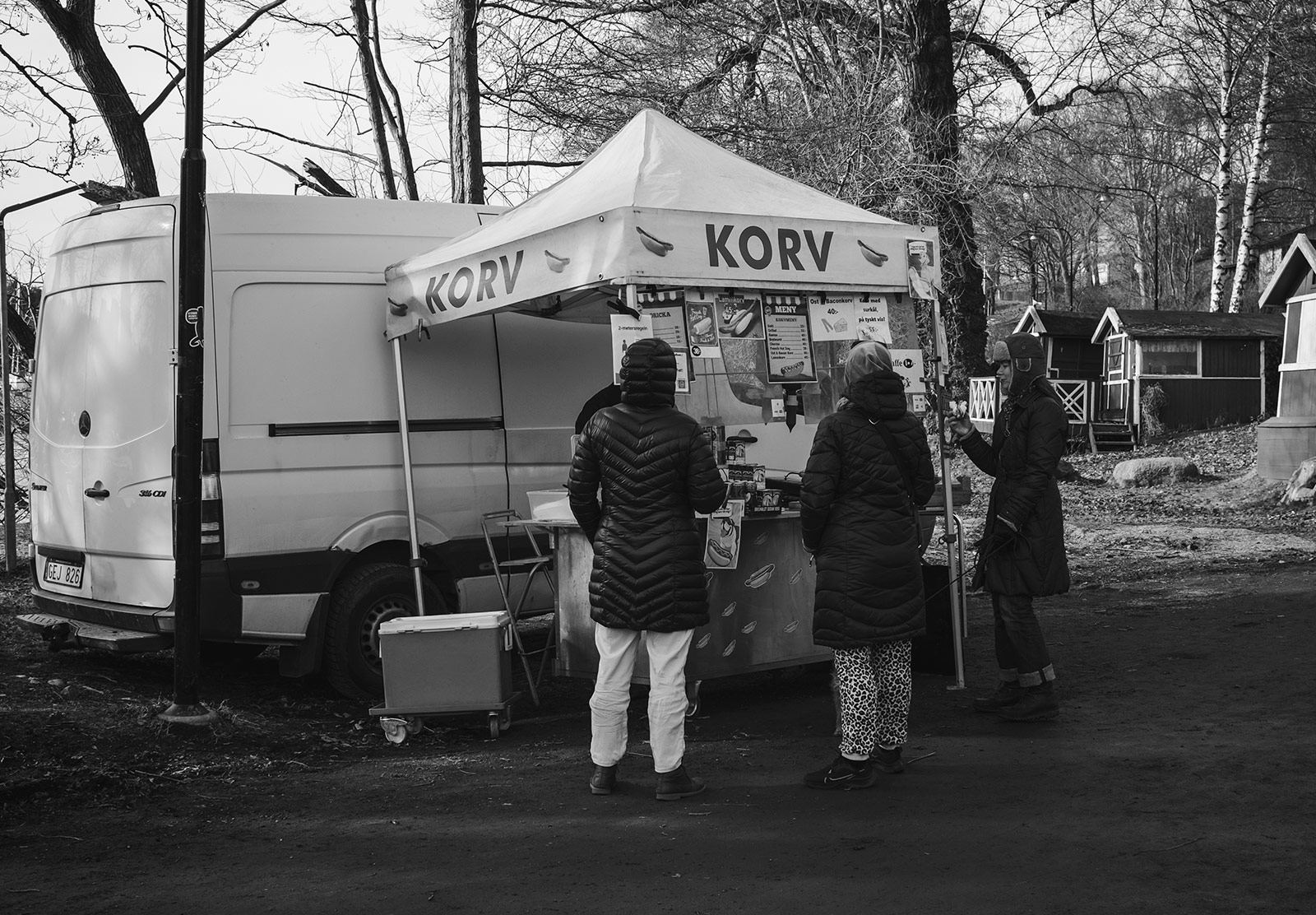 People queueing for hotdogs