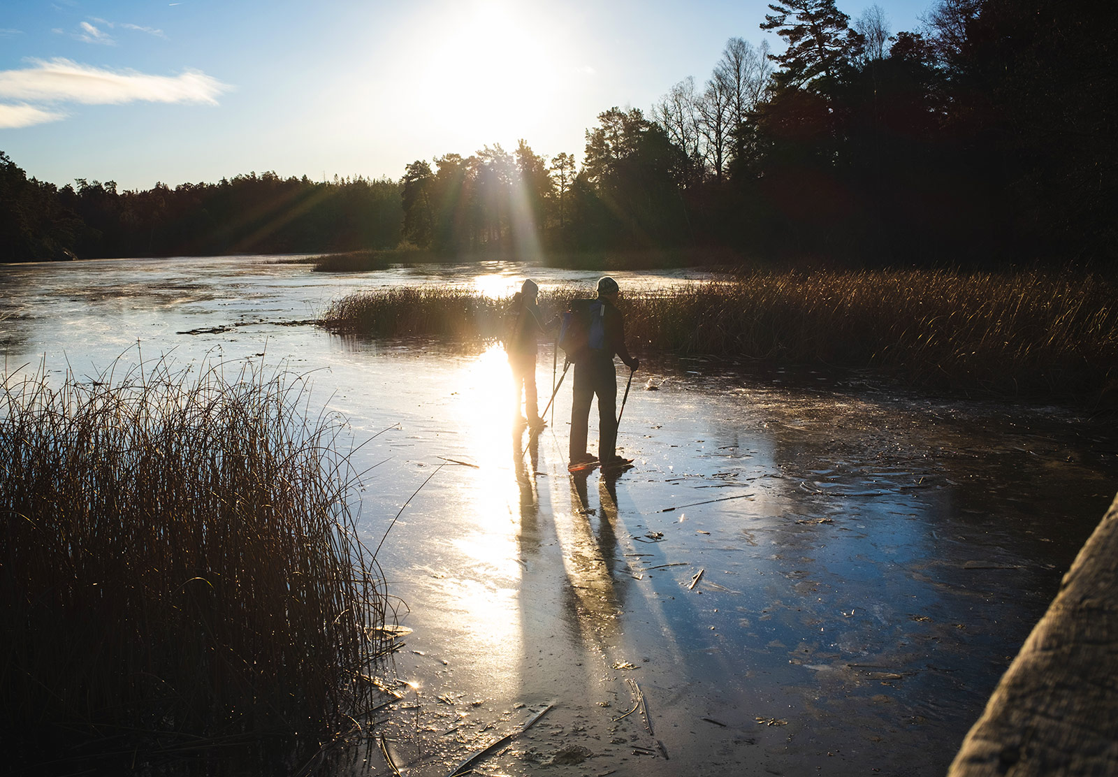 Couple skating on ice