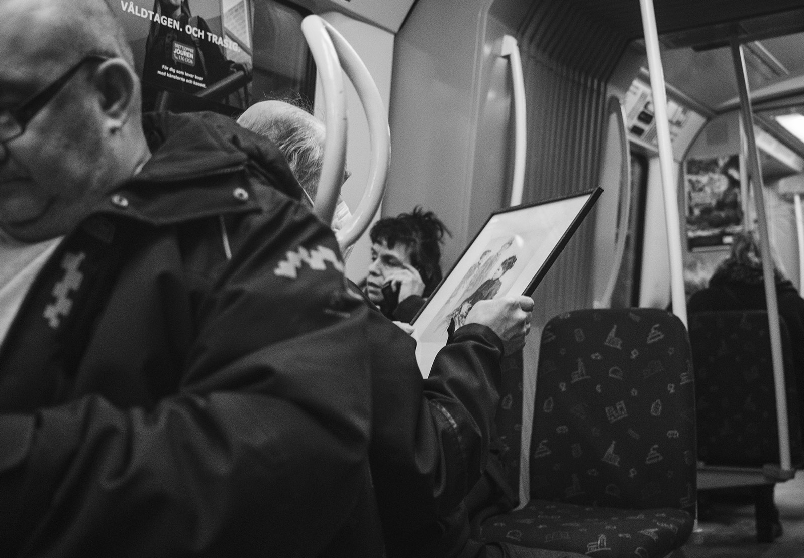 Man gazing at painting