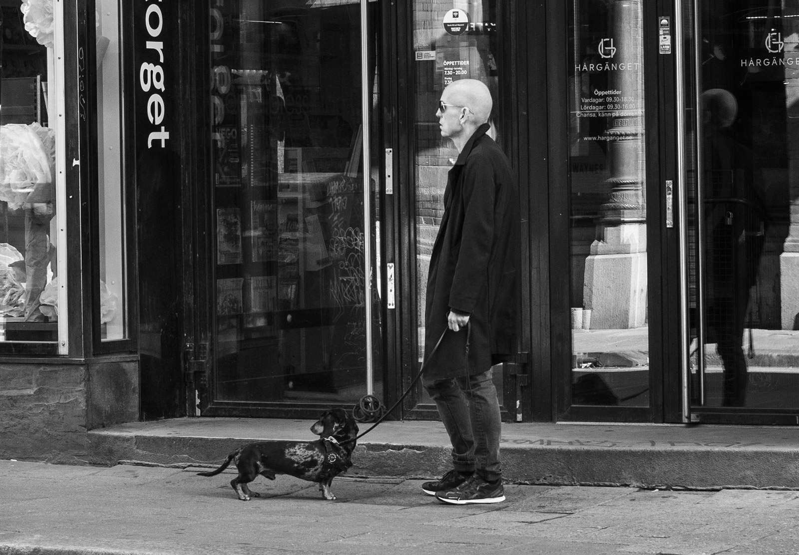 Man with sausage dog