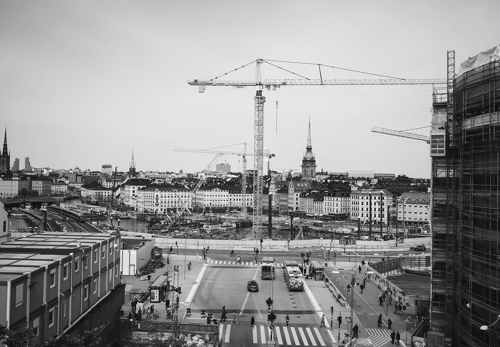 Crane over city