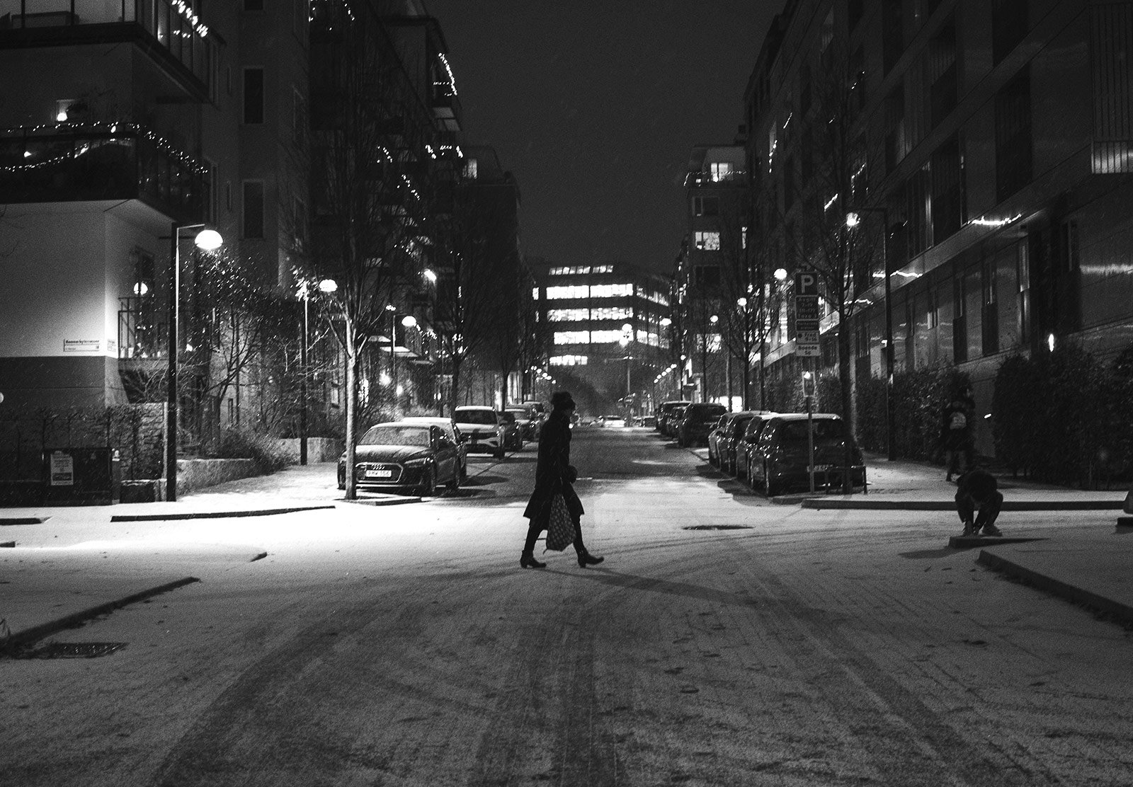 Person walking in the snow