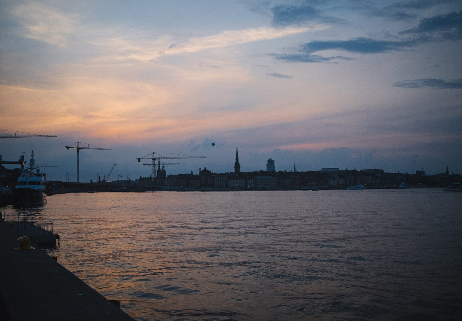Colourful sky over city