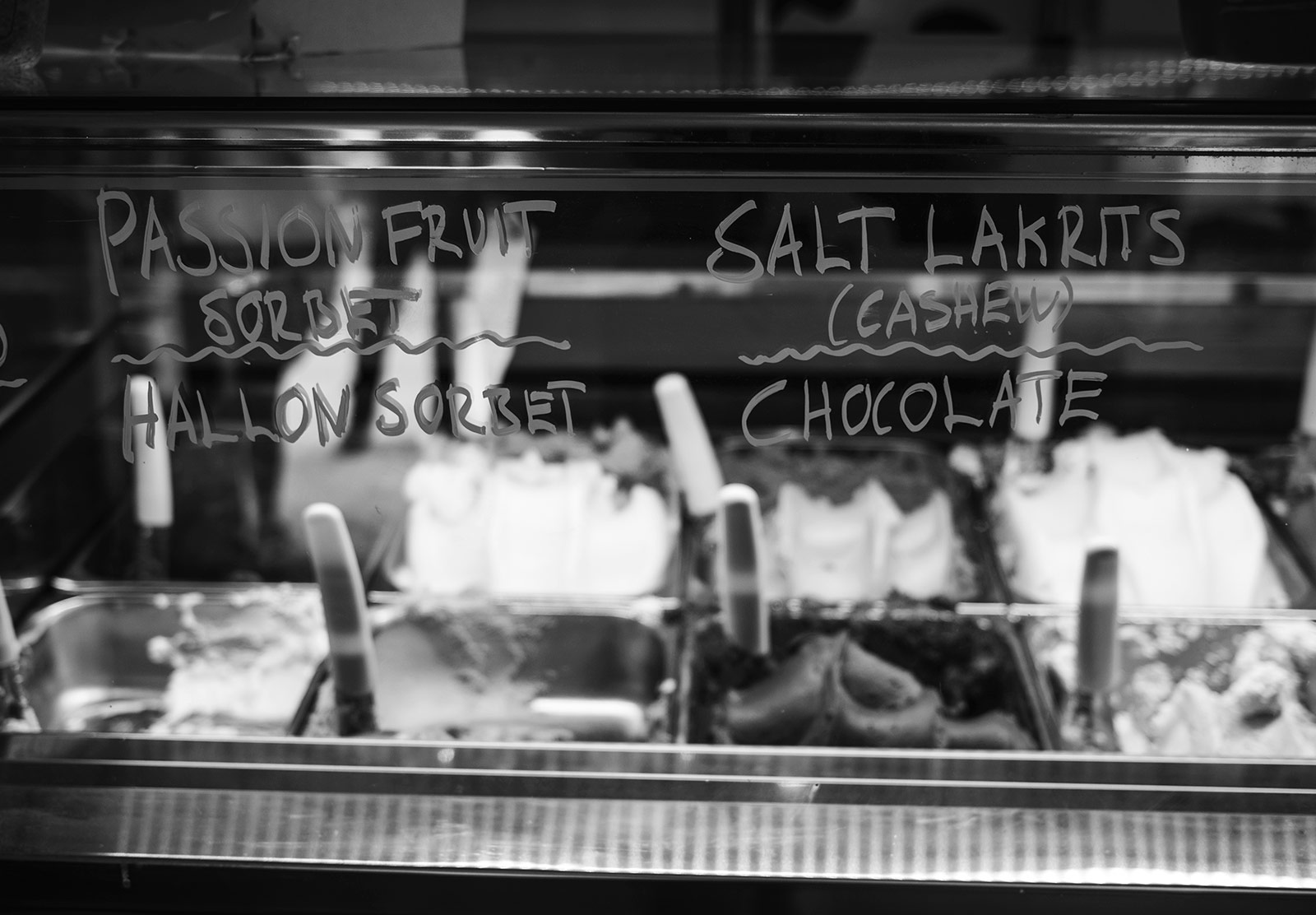 Handwritten ice-cream flavours