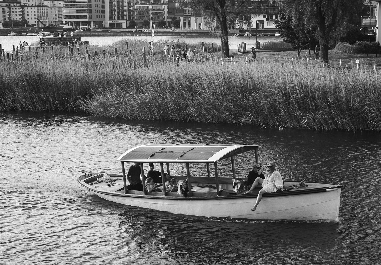 Woman sat on a boat
