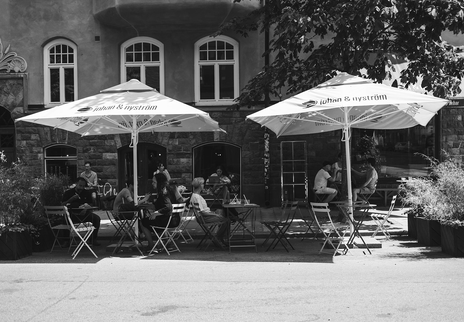 People eating outside