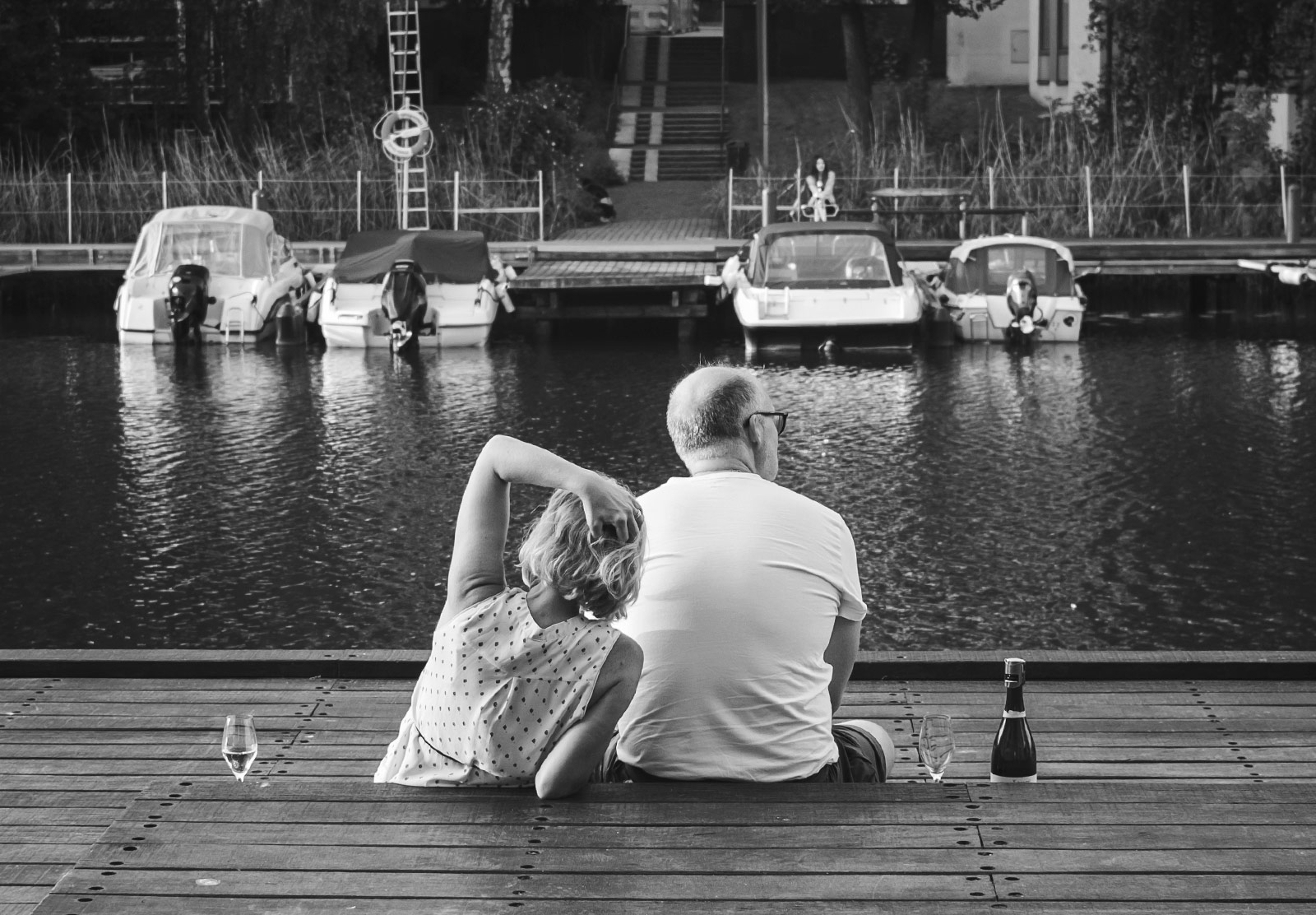 Couple sat with wine