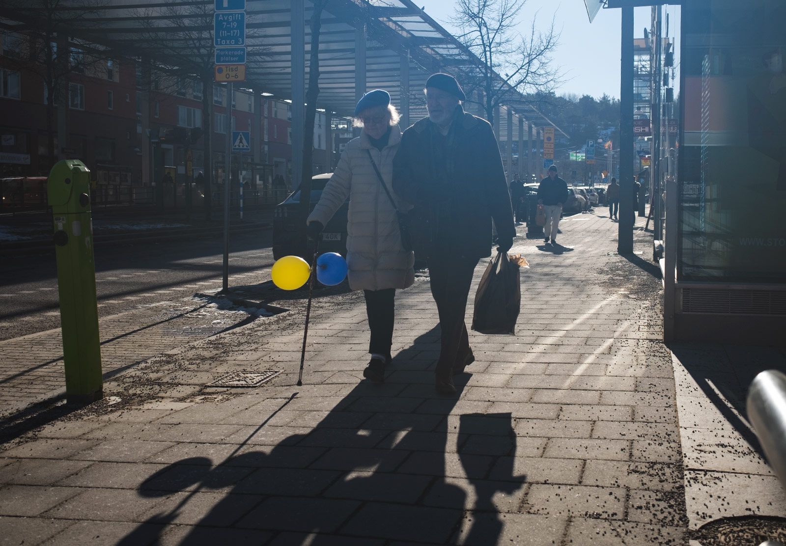 Balloons on walking stick