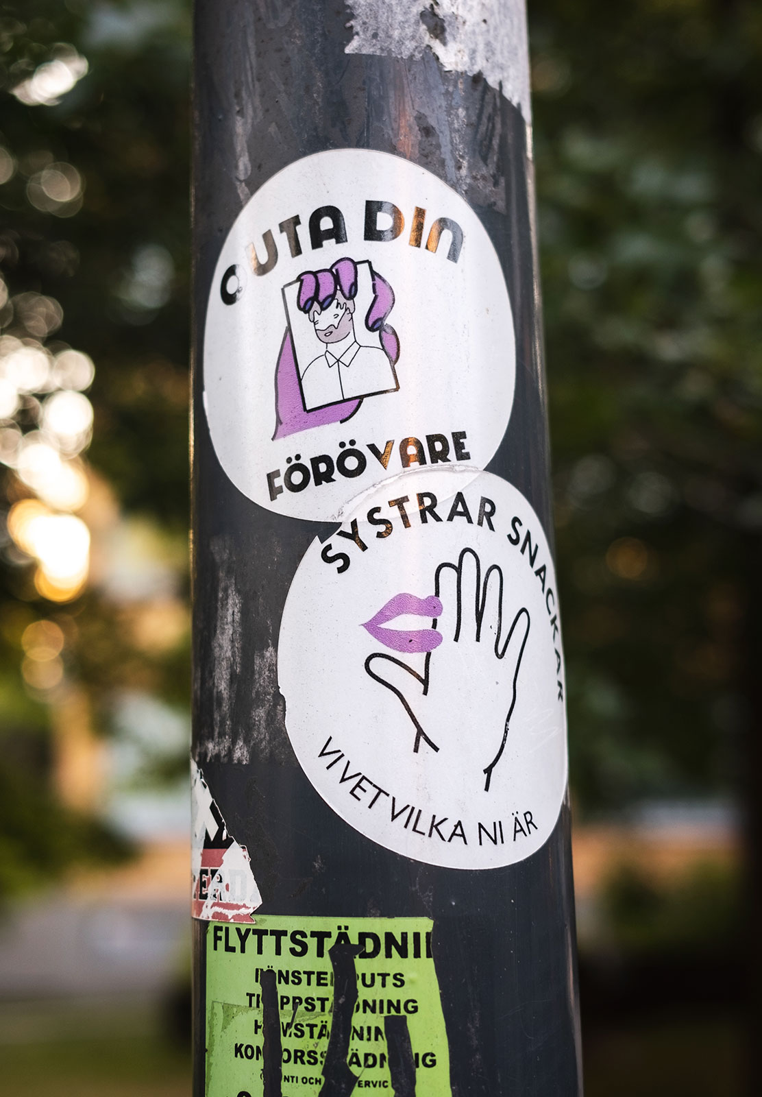 Stickers on lamp post