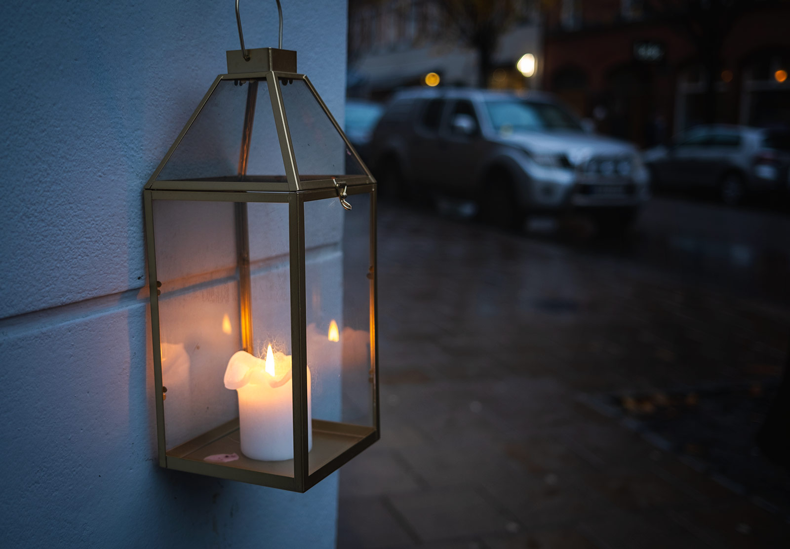 Candle lantern on a wall