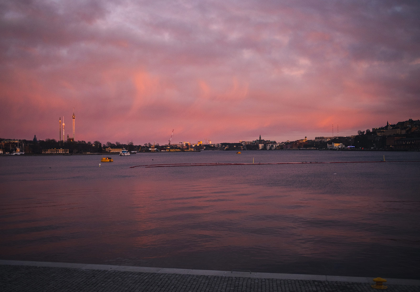 Pink skies over the city
