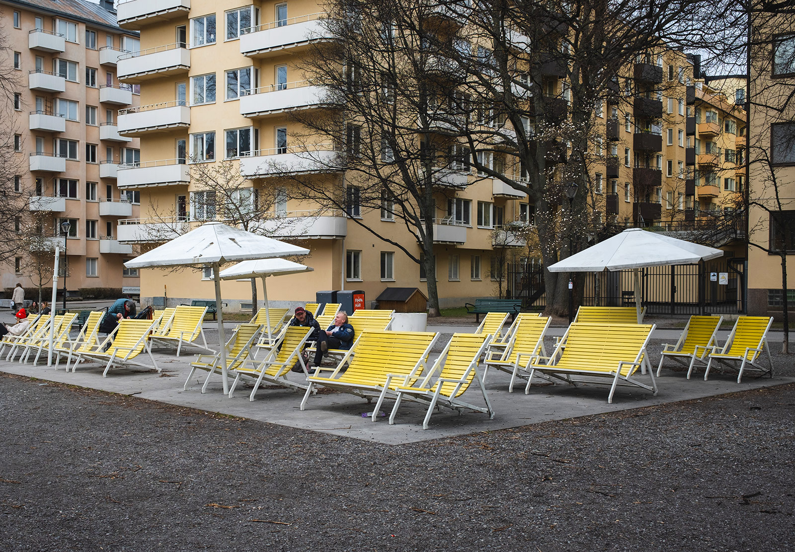Yellow benches