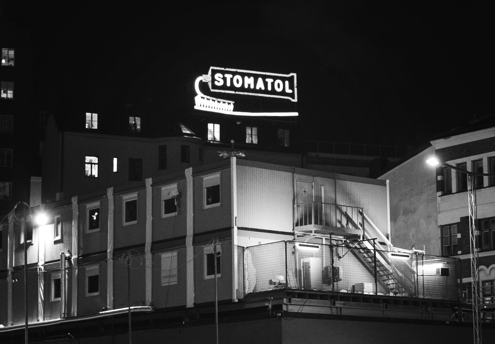 Lit toothpaste sign