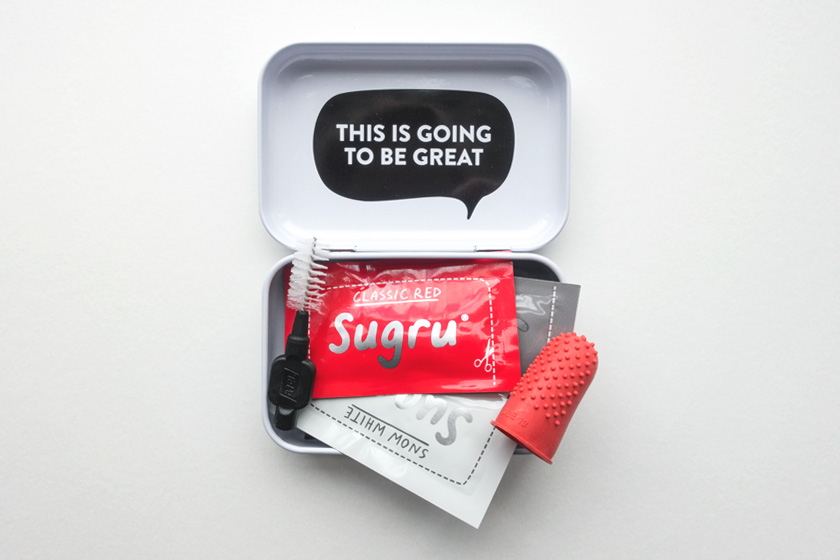 Packets of Sugru in tin