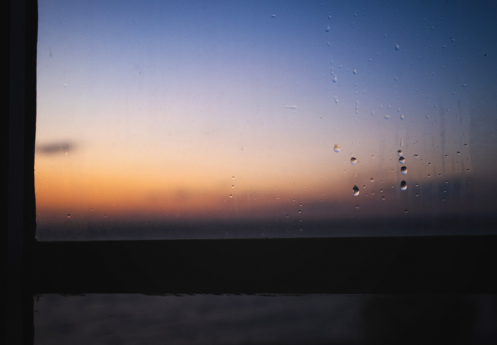 Sunset through window