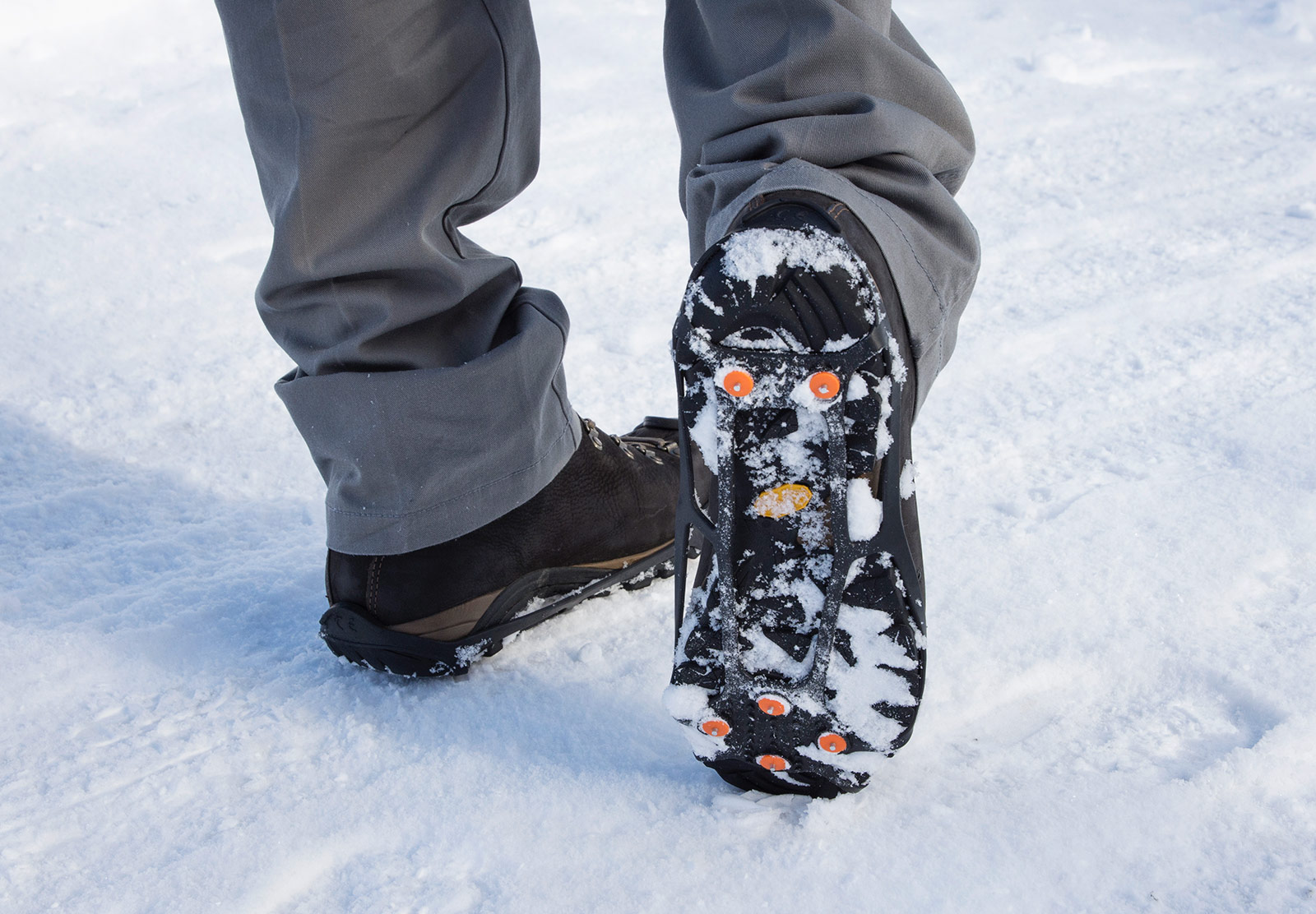 Ice grippers on shoes