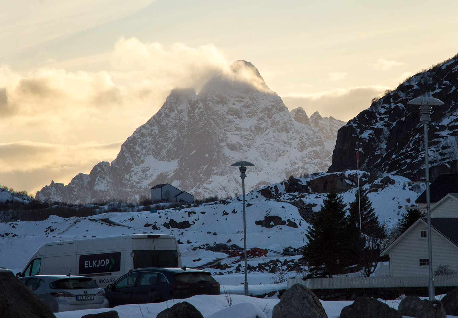 Orange cloud over mountain