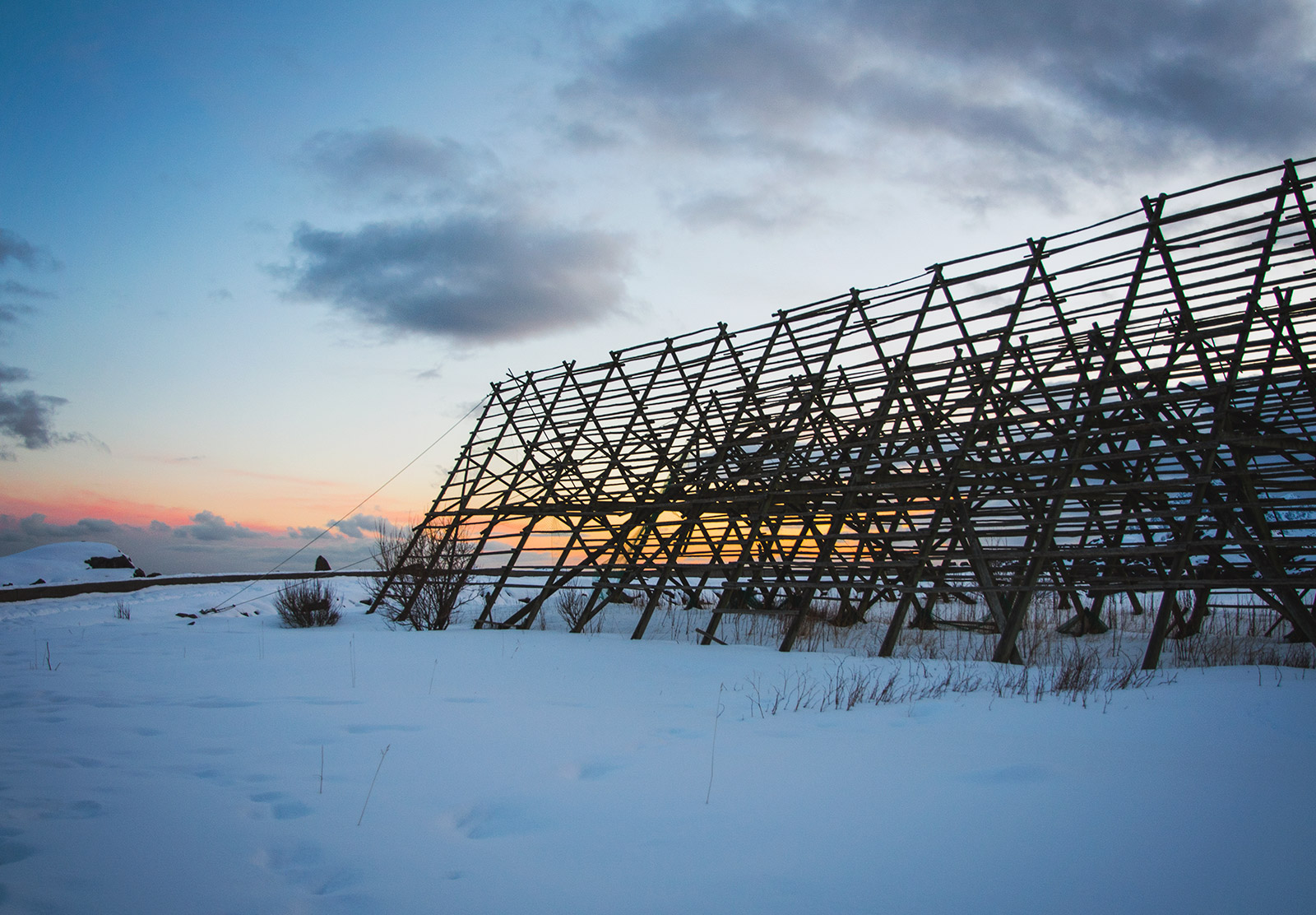 Wooden frames in the sunset
