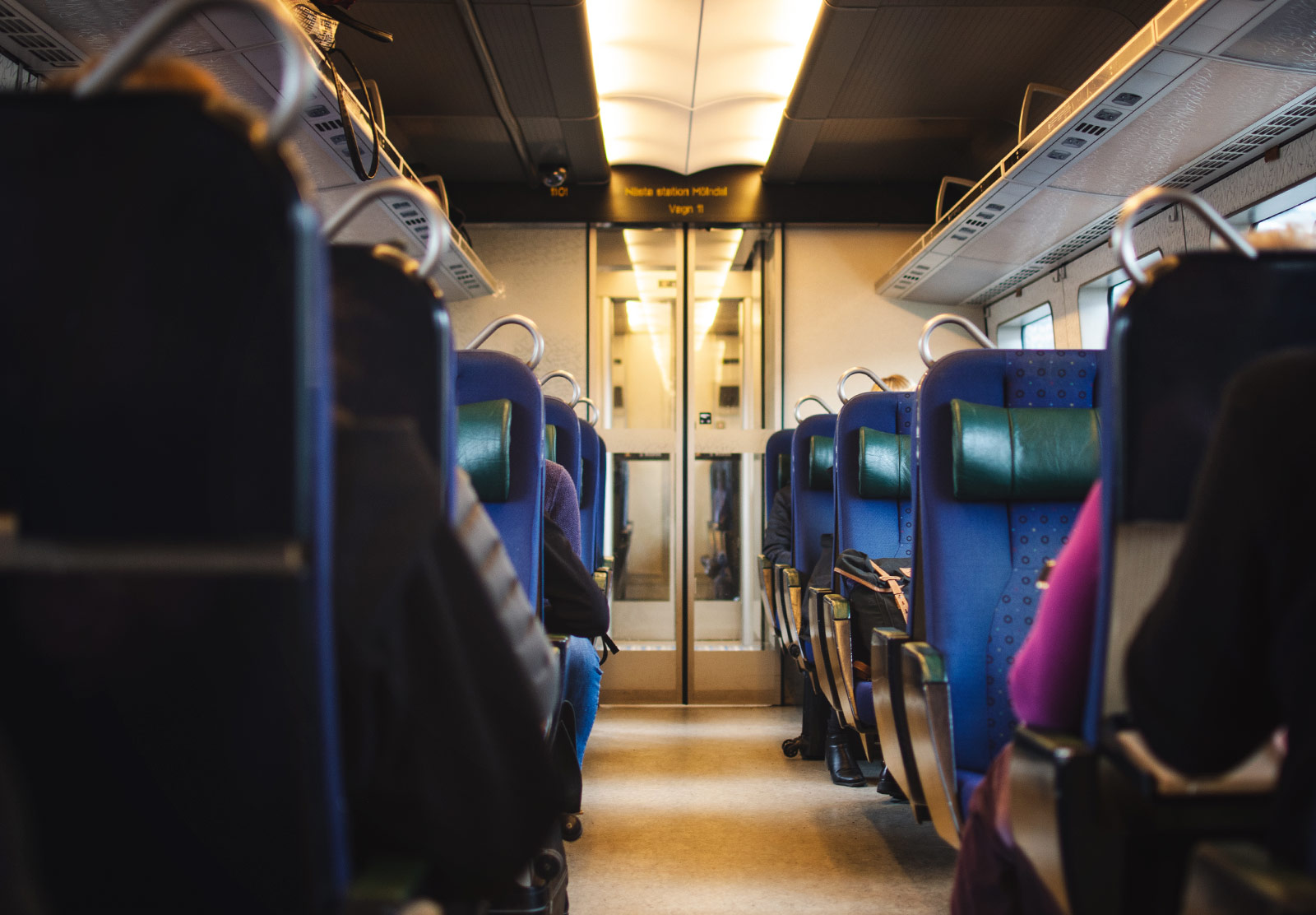 Lines of train seats