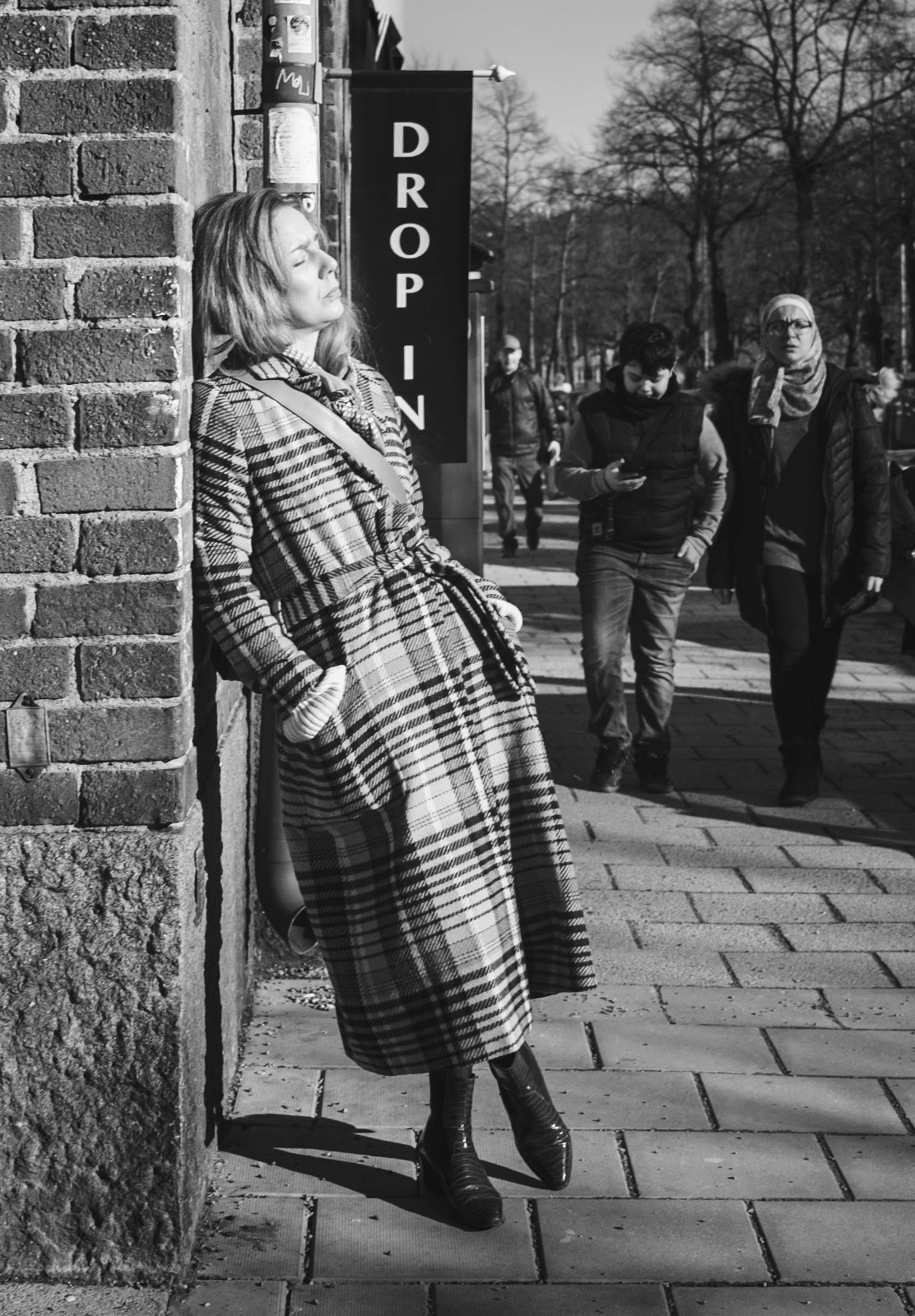 Sun shining on woman's face
