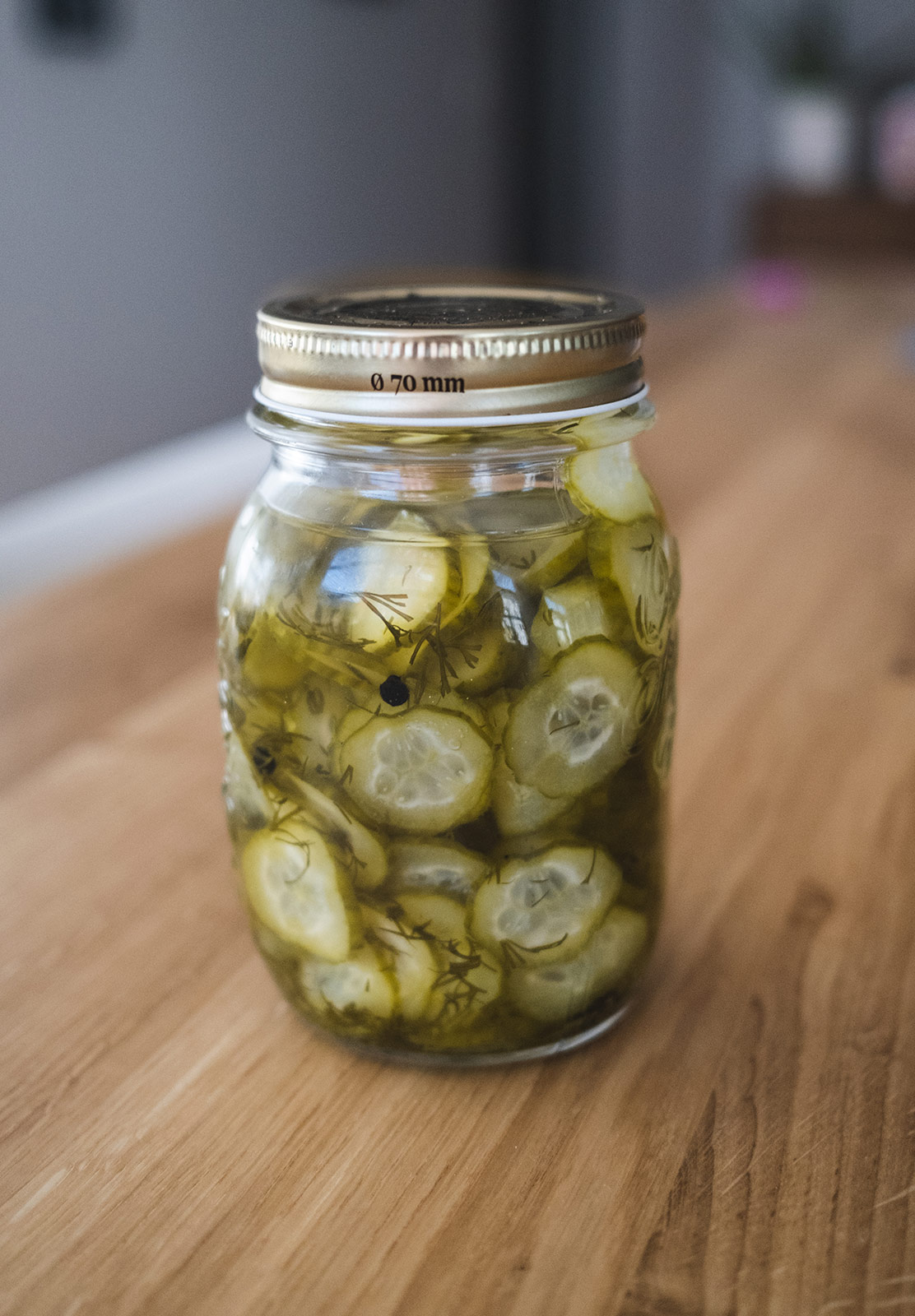 Jar of pickled cucumbers