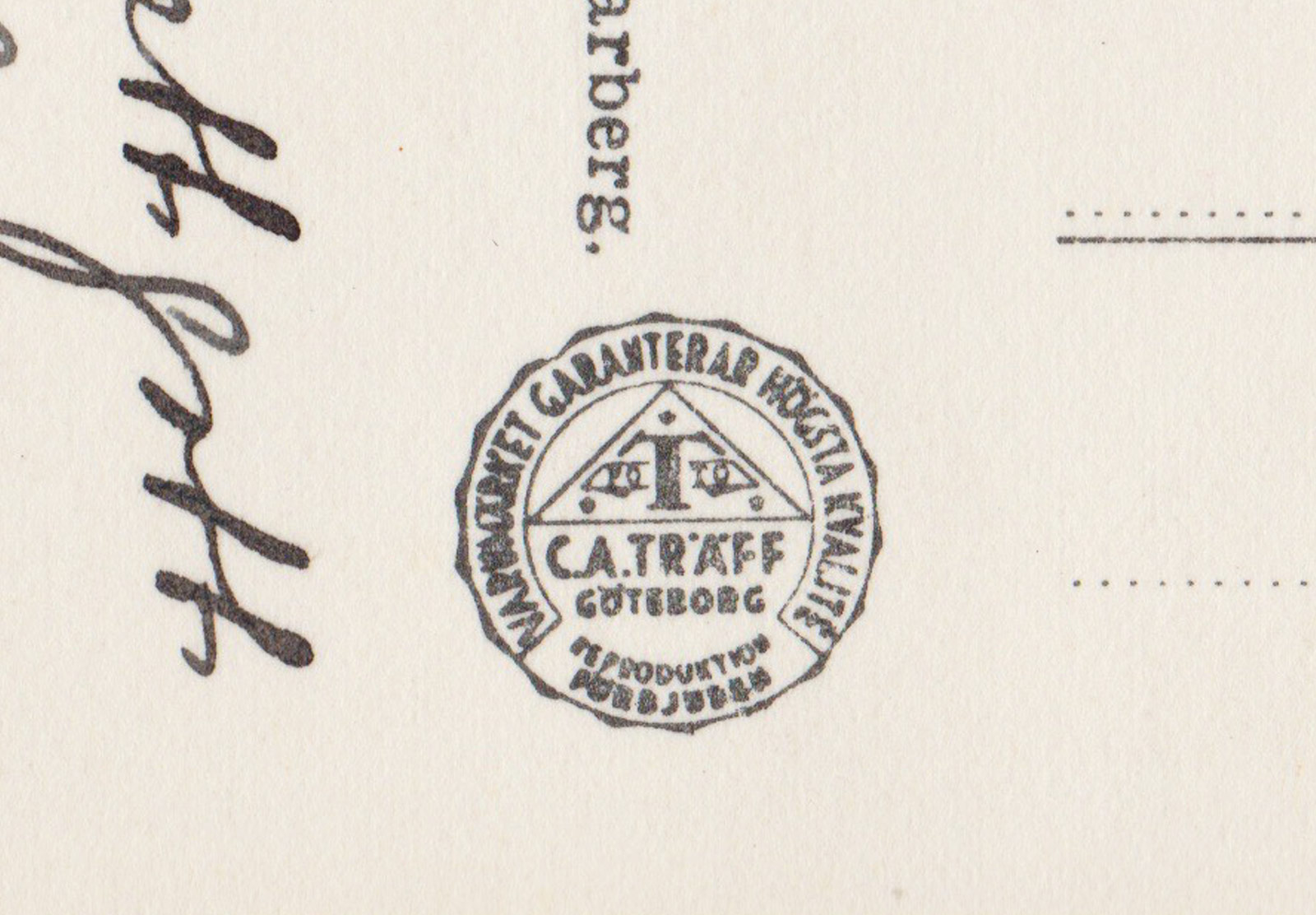 Circle of stamped inky text