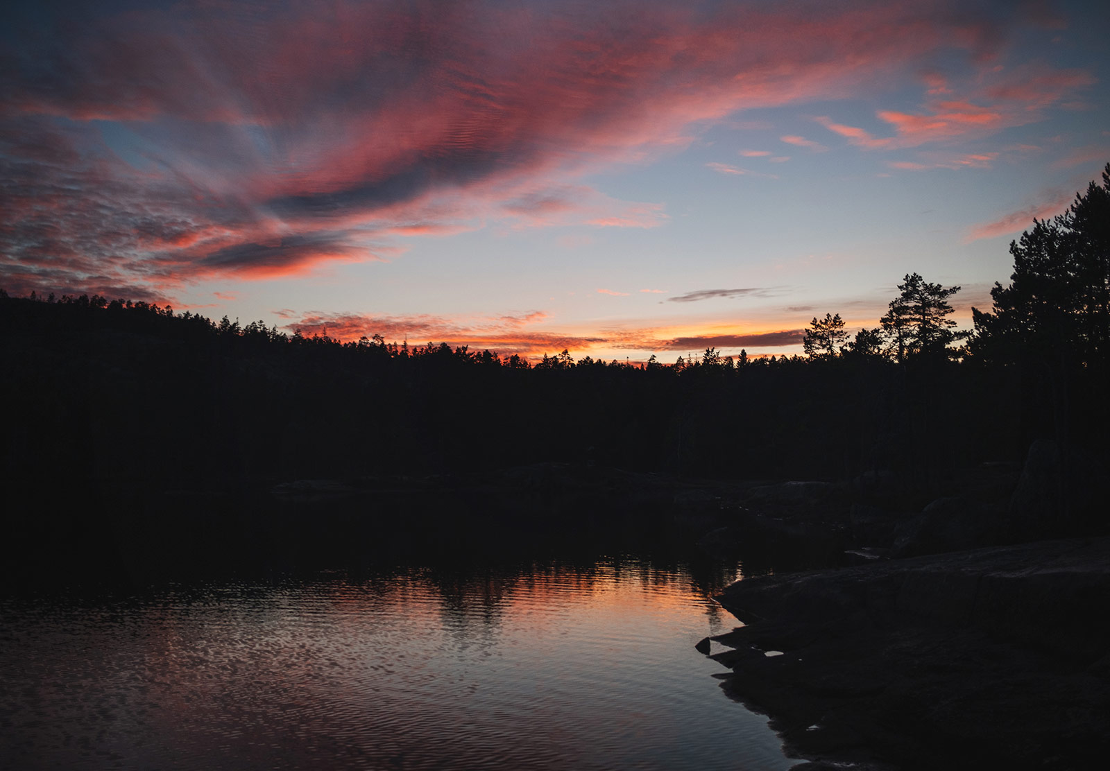 Sunset over lake