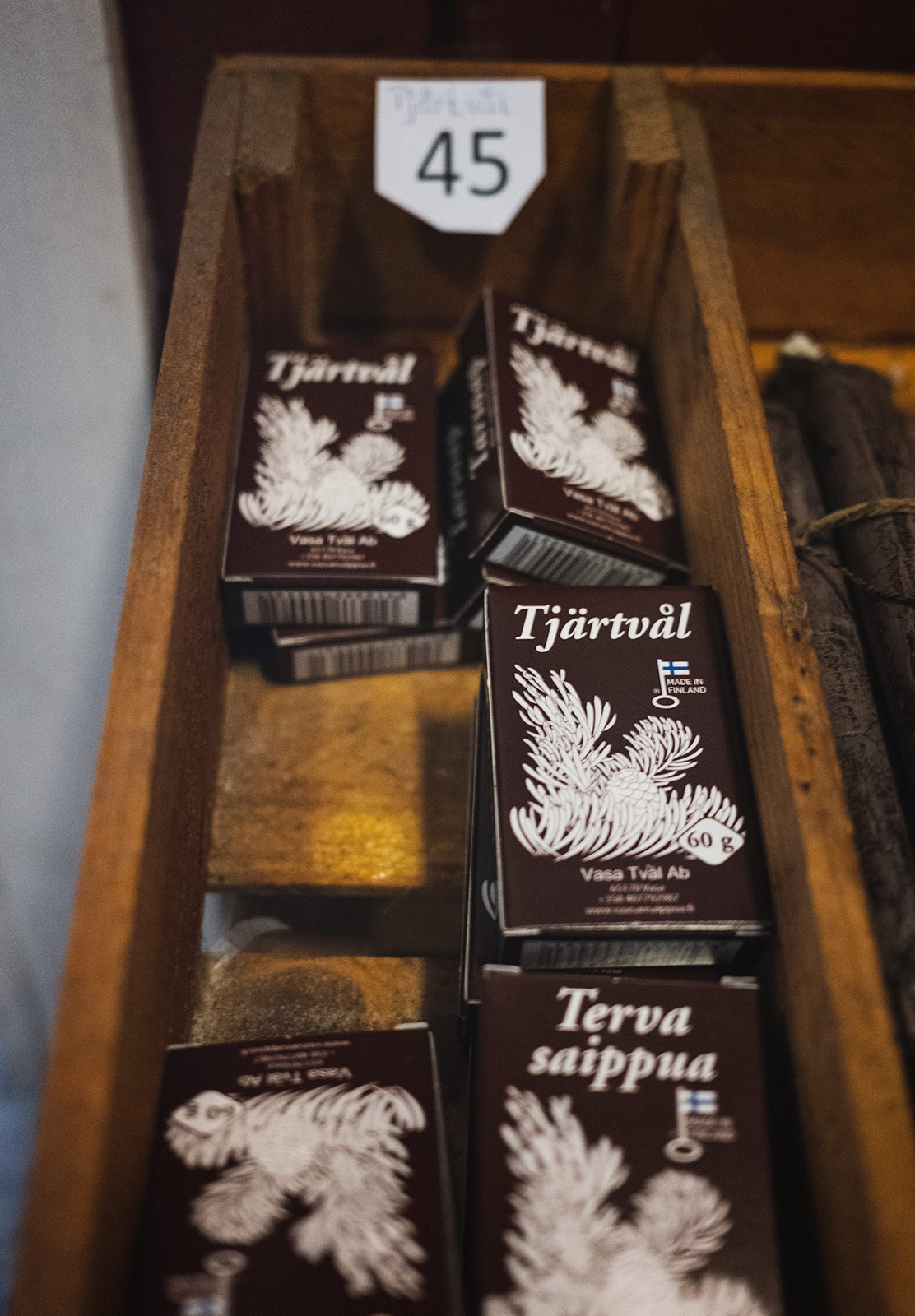 Small boxes of tar soap